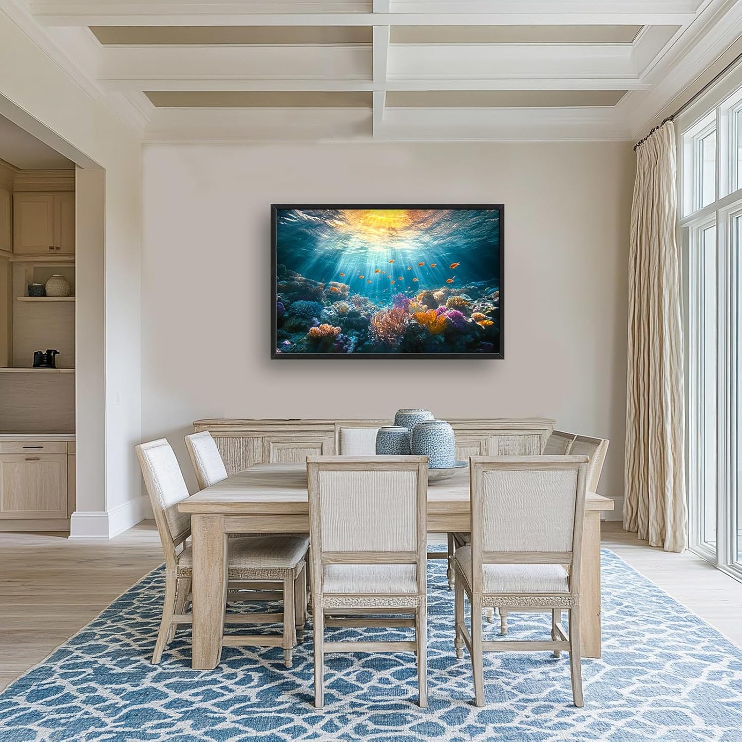 Quorin Ocean Large Wall Art Undersea Pictures Sea Nautical Wall Decor Coral Reef Fish Canvas Print Painting Artwork for Bathroom Living Room Bedroom 36L x 24W