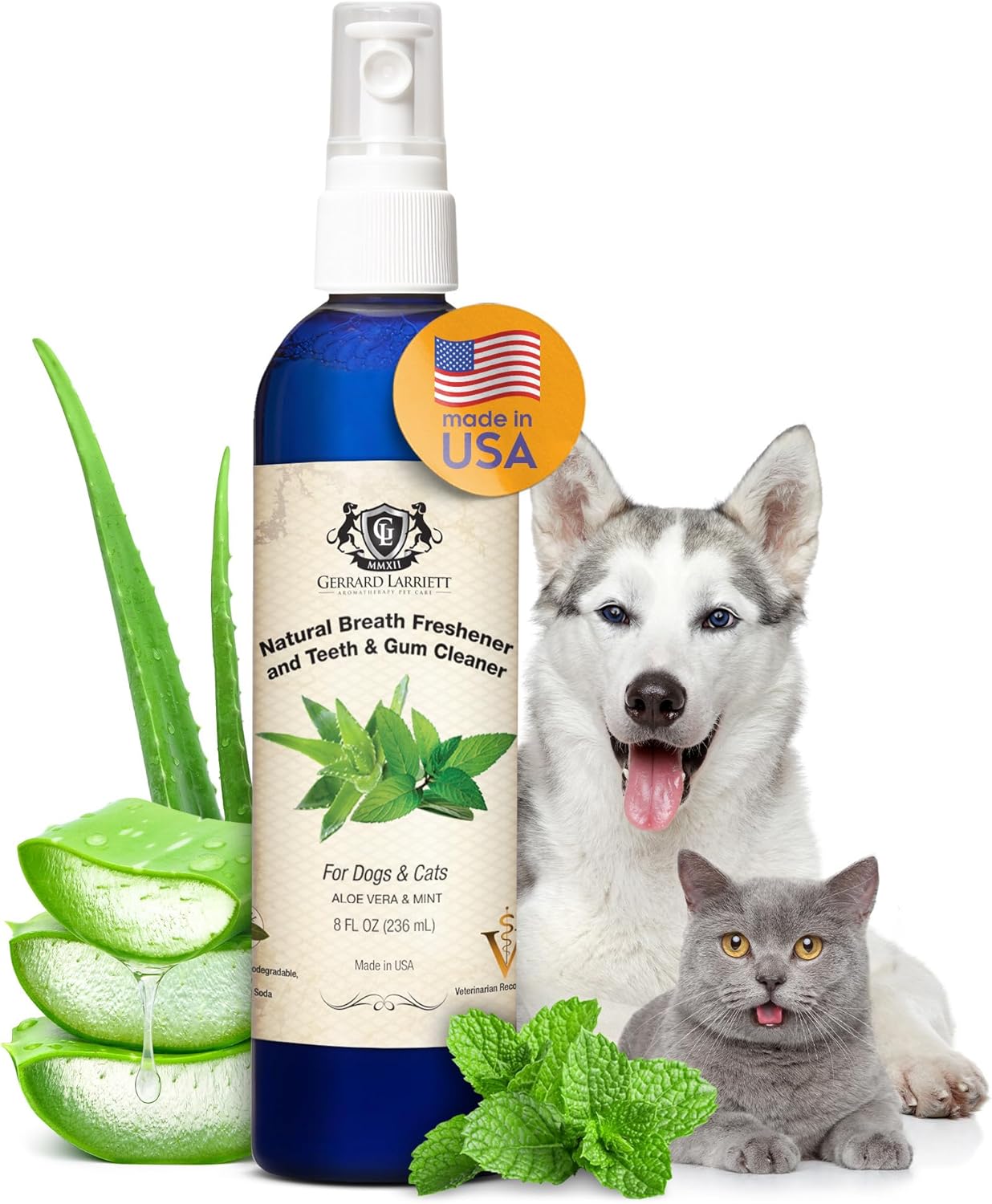 Dog Mouthwash, Dog and Cat Breath Spray with Baking Soda - 8 oz Natural Dog Breath Fresheners with Mint and Aloe Vera Mouth Spray for Tartar Control and Plaque, Dog Teeth Cleaning by Gerrard Larriett