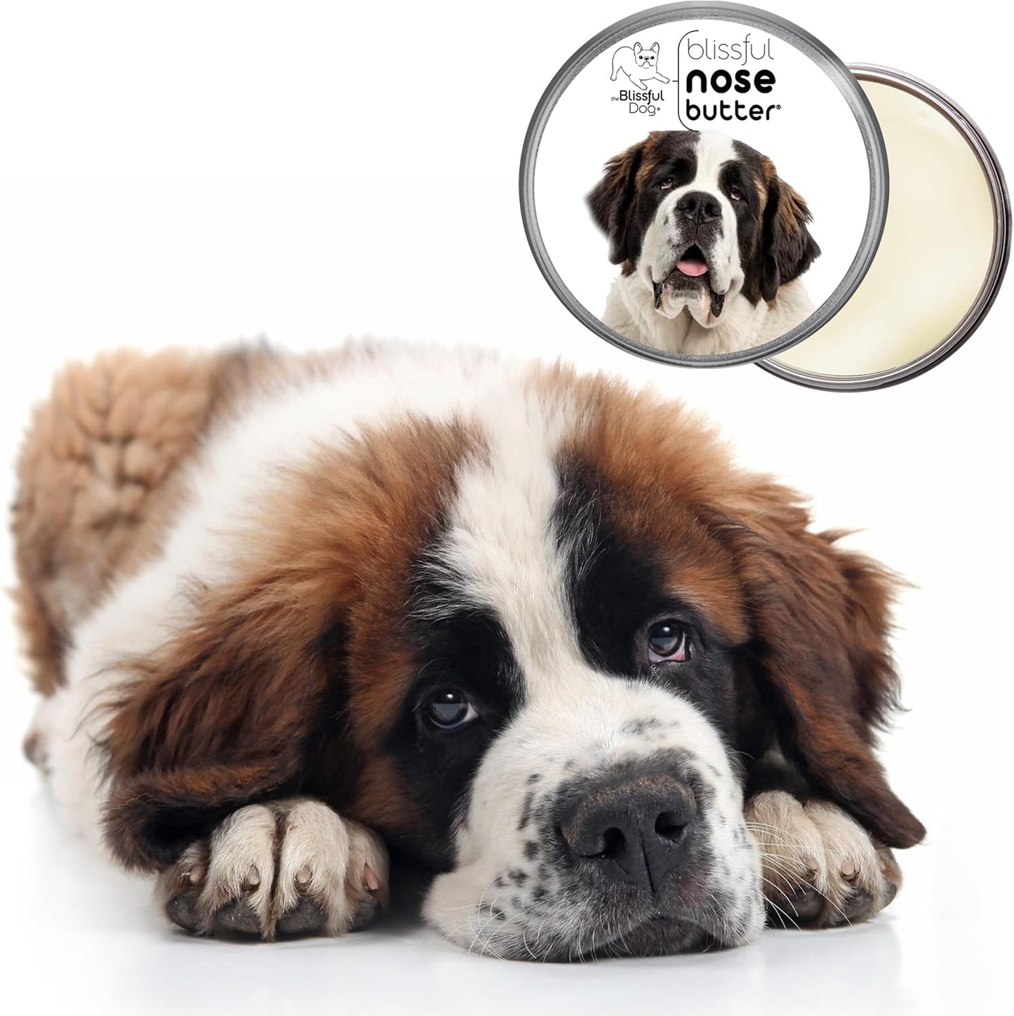 The Blissful Dog St. Bernard Nose Butter, Versatile Dog Nose Balm for Dry Nose, Handcrafted Nose Moisturizer, Easy-to-Apply Dog Essentials, Unscented, 4 oz.