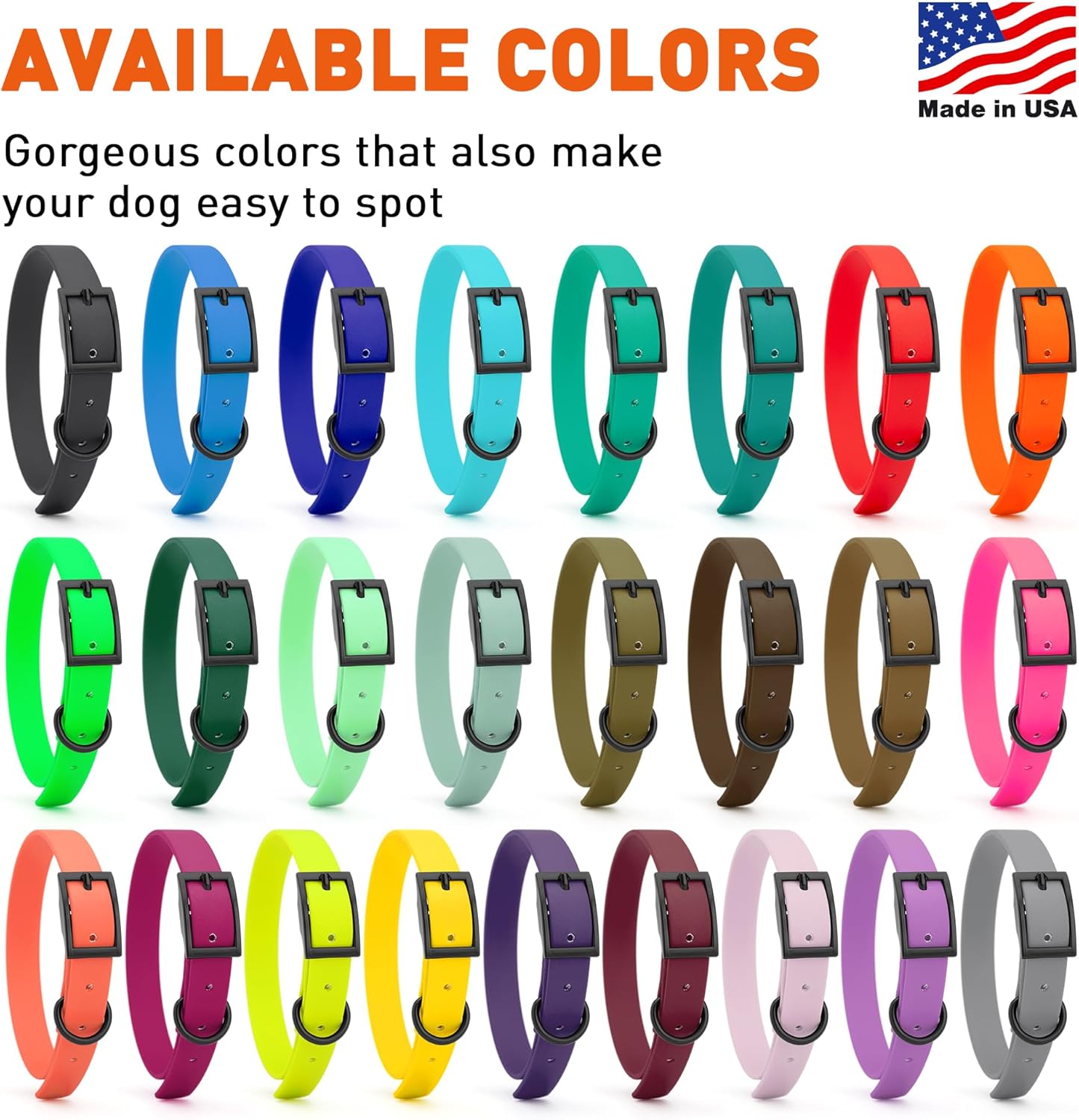 Dogline Biothane Waterproof Dog Collar Strong Coated Nylon Webbing with Black Hardware Odor- Proof for Easy Care Easy to Clean High Performance Fits Small Medium or Large Dogs, Blue Aqua