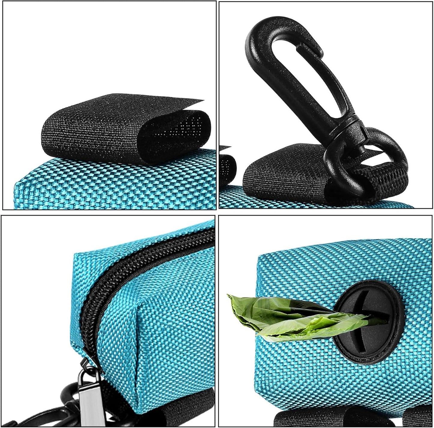 Dog Waste Bag Dispenser Pet Poop Bags Holder for Doggie Waste Bags Dispensers Soft Fabric Zipper Small Doggy Puppy Pouch for Leash Accessory Attachment with Carrier,Green