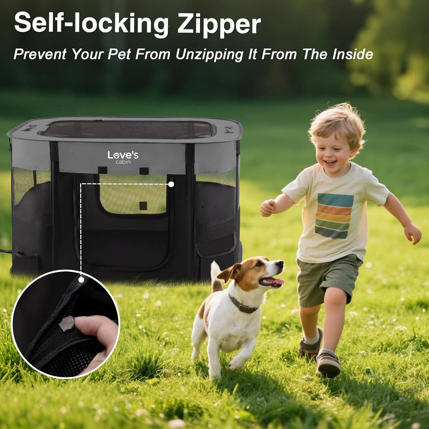 Love's Cabin Small Dog Tent Crates Cage Indoor/Outdoor, Portable Exercise Playpen for Dog and Cat, Foldable Pop Up Dog Kennel Playpen with Carrying Case (Grey)