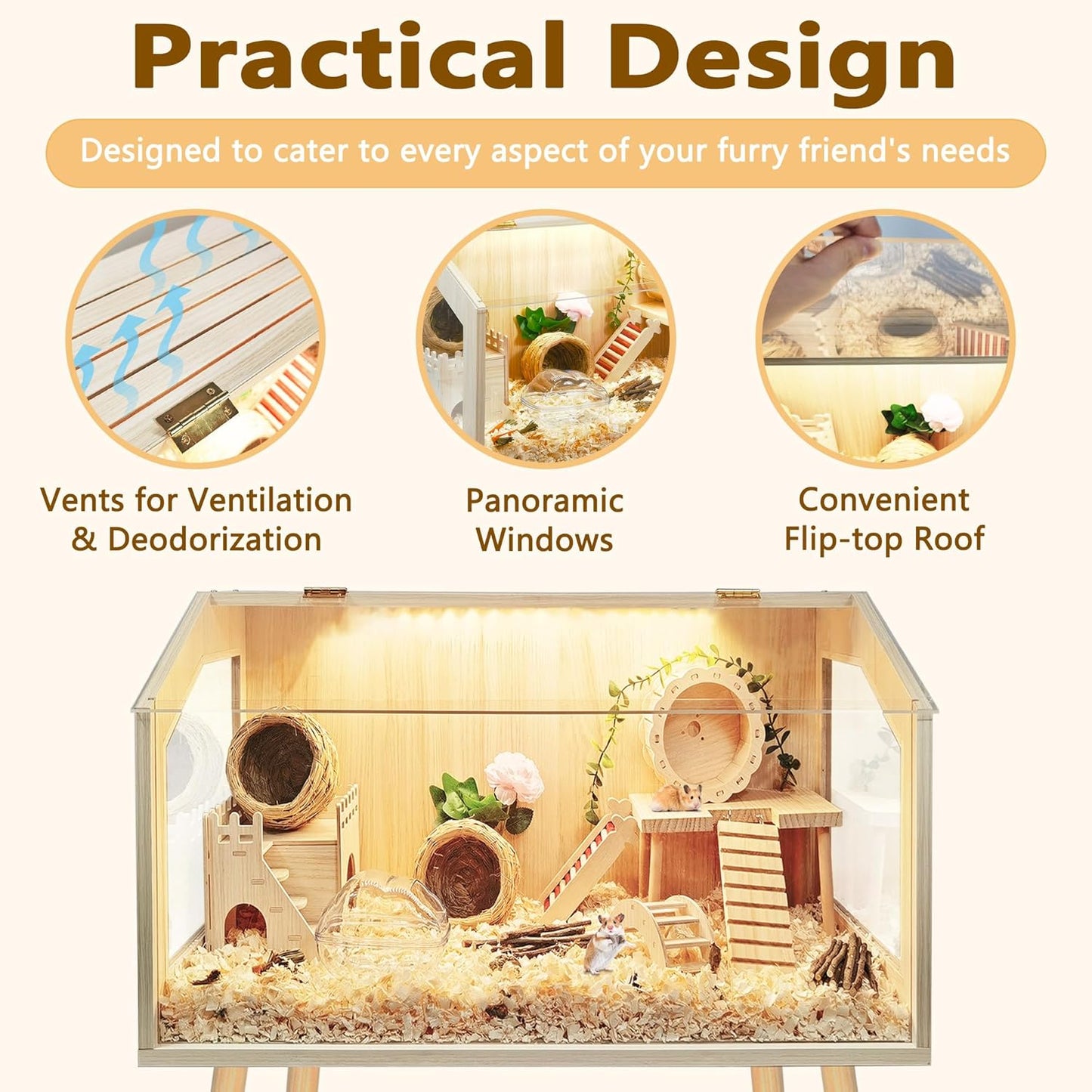 Prolee Hamster Cage with Legs, Guinea Pig Cages Chew Proof, Hamster House, Hamster Cages and Habitats, 24" L x 16" W x 40" H