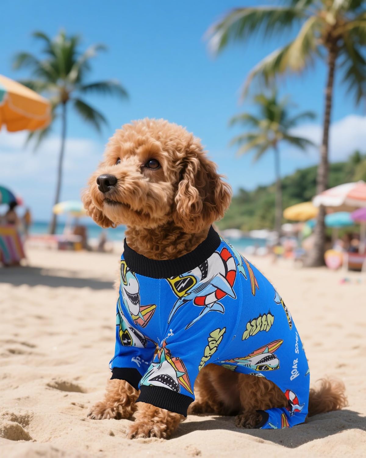 PET SHOW 4 Pack Small Dog Pajamas for Medium Dogs Boy Dinosaur Shark Soft Stretchy PJs Plaid Jumpsuit Puppy Cats Paw Onesies Outfits with Sleeve Pets Breathable Summer Clothes Costume L