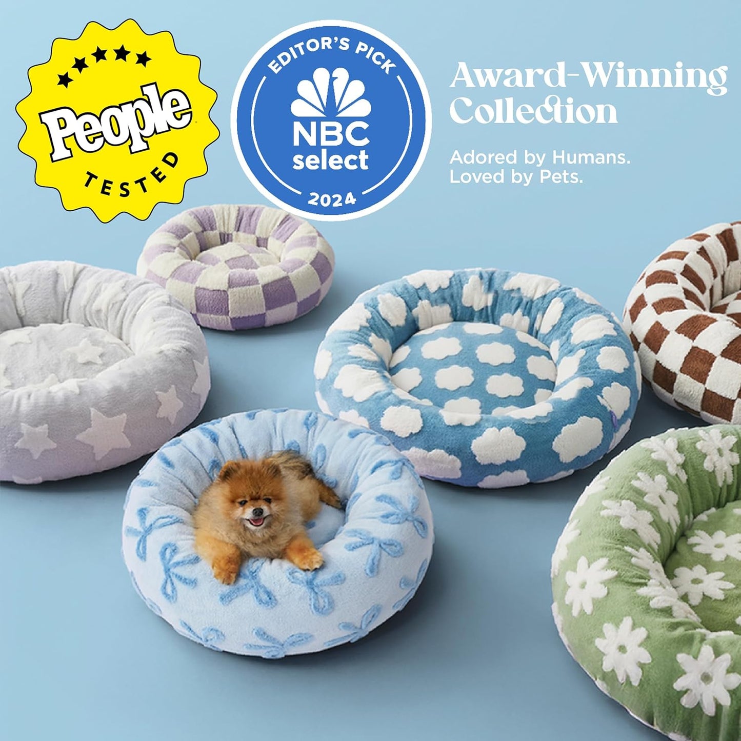 LE SURE Donut Large Dog Bed - Round Cat Beds for Indoor Anti-Anxiety Calming Pet Beds, Washable Cute Modern Beds with Teddy Sherpa Plush & Anti Slip Bottom, 36 Inch, Ice Melt