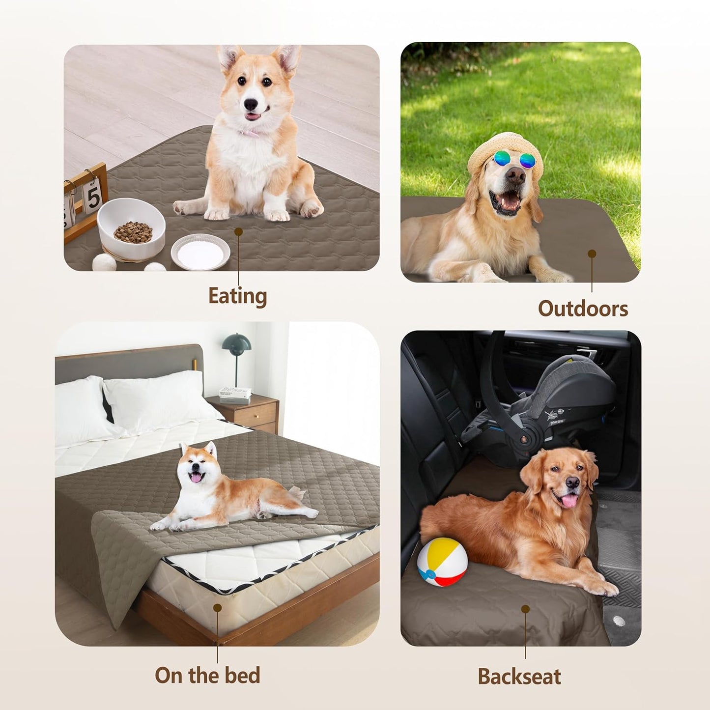 gogobunny 100% Double Sided Waterproof Dog Blanket Soft Pet Bed Cover Reversible Protect Furniture Couch Sofa Car for Puppy Cat Kids (Dark Walnut/Light Walnut, 30x30 Inch (Pack of 1))