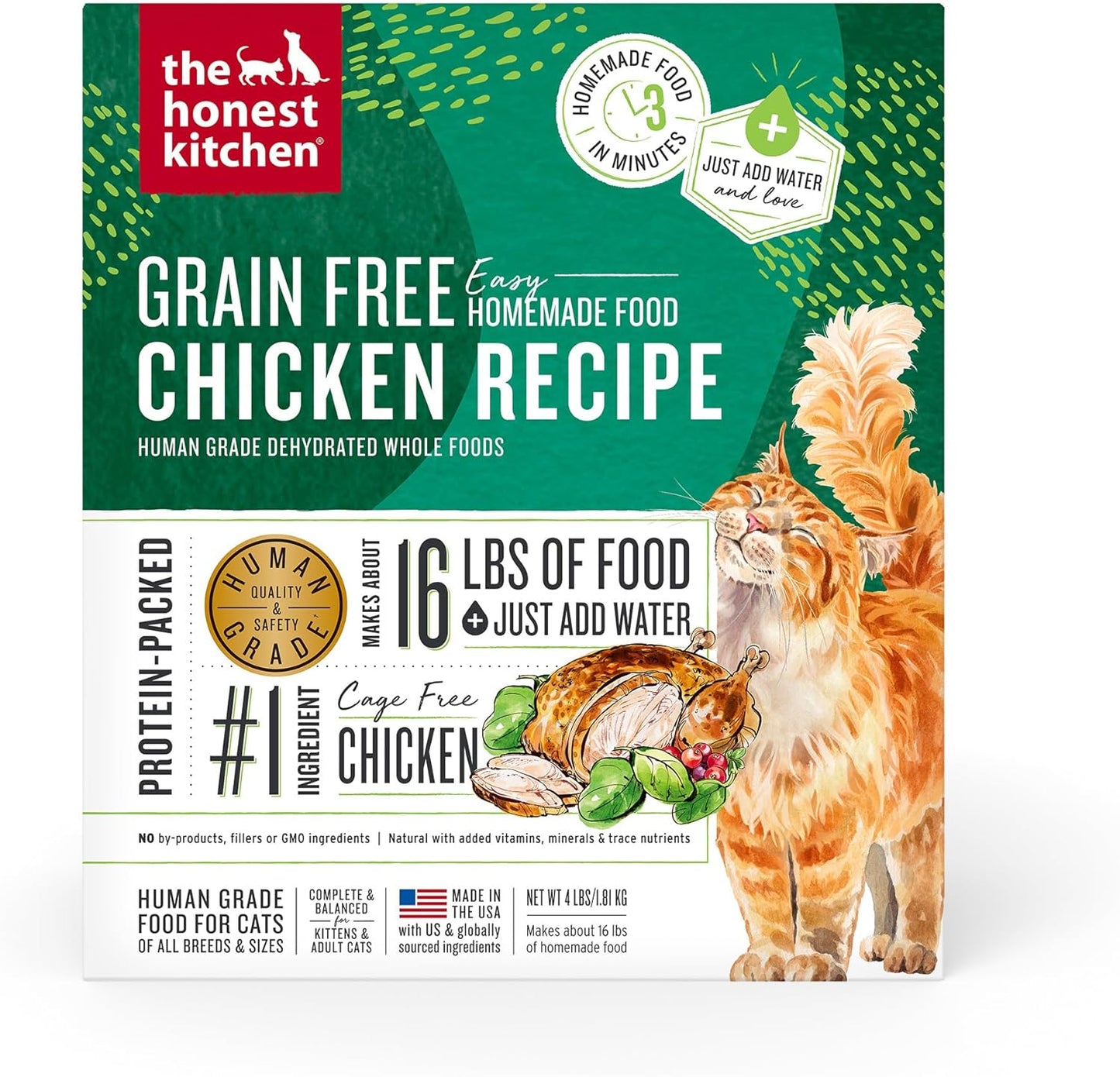 The Honest Kitchen Dehydrated Grain Free Chicken Cat Food 4 Pound (Pack of 1)