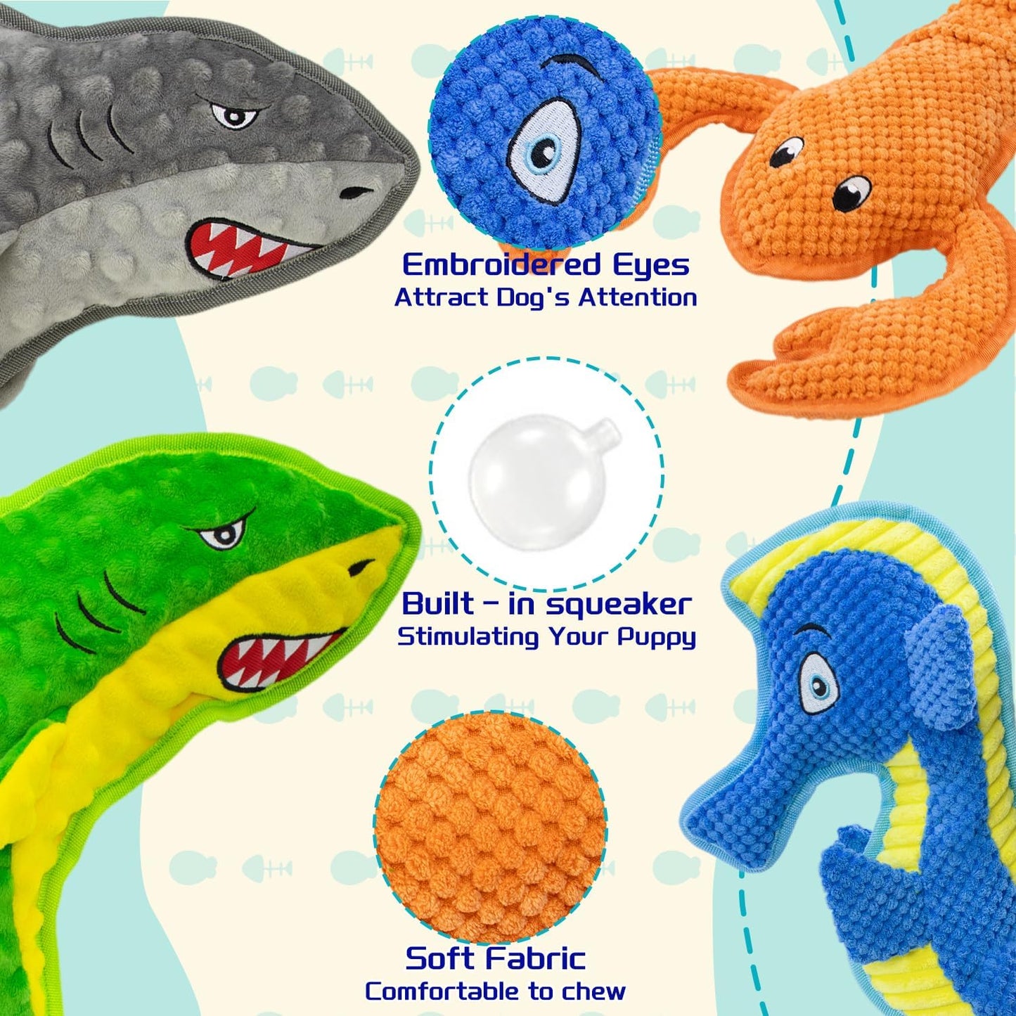 Dog Toy Squeak No Stuffing Toys, 4-Pack Toys for Small Medium Large Breed, Puppy Teething Interactive Toy to Keep Them Busy, Best Christmas Birthday Gift