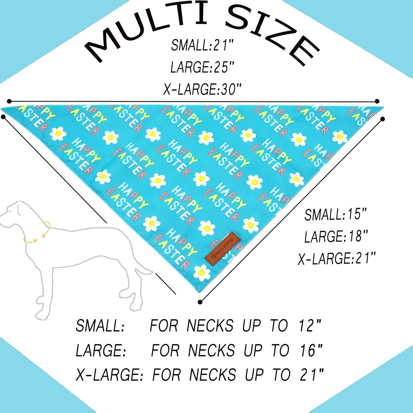 Realeaf Happy Easter Dog Bandanas 2 Pack, Reversible Pet Scarf for Boy and Girl, Premium Durable Fabric, Holiday Bandana for Small Medium Large and Extra Large Dogs (Large)