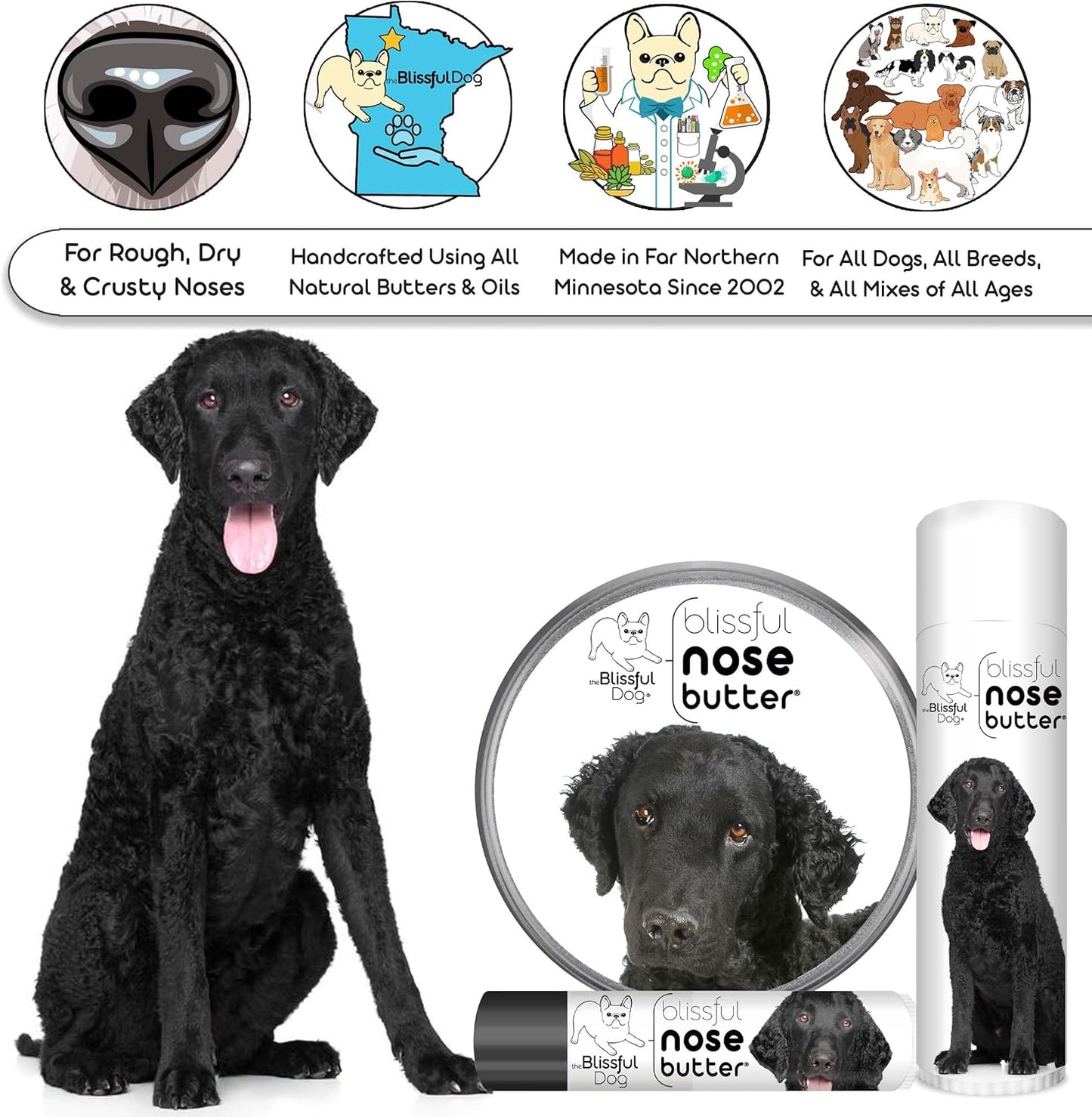 The Blissful Dog Curly Coat Retriever Unscented Nose Butter, 16oz