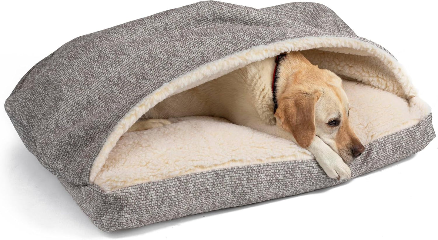 Snoozer Pet Products Luxury Rectangle Cozy Cave Dog Bed with Microsuede, Showdog Collection, Large, Merlin Linen