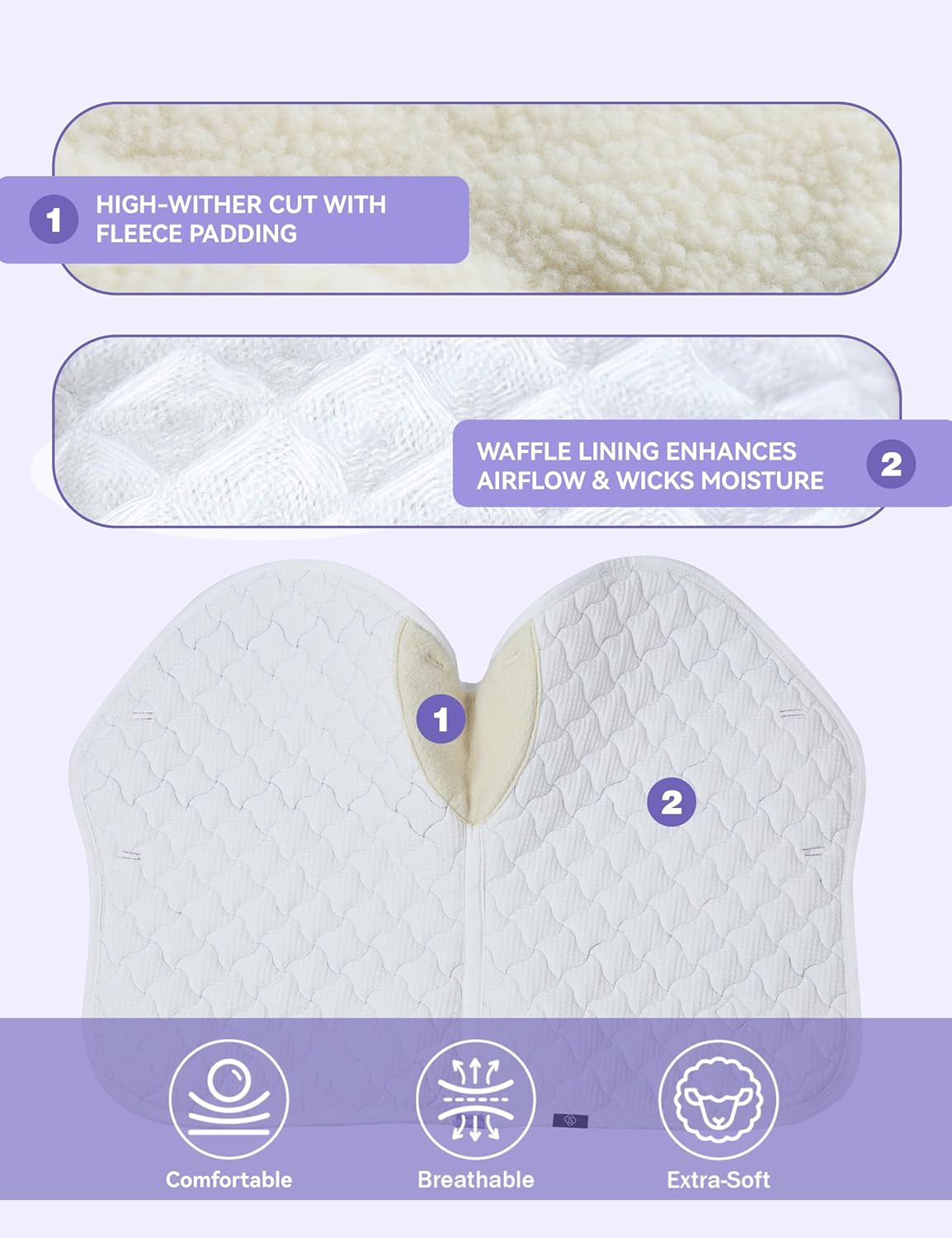 Close Contact Non-Slip Design Horse Riding Pad Moisture-Wicking Shock Absorbing English Saddle Pad for Horses