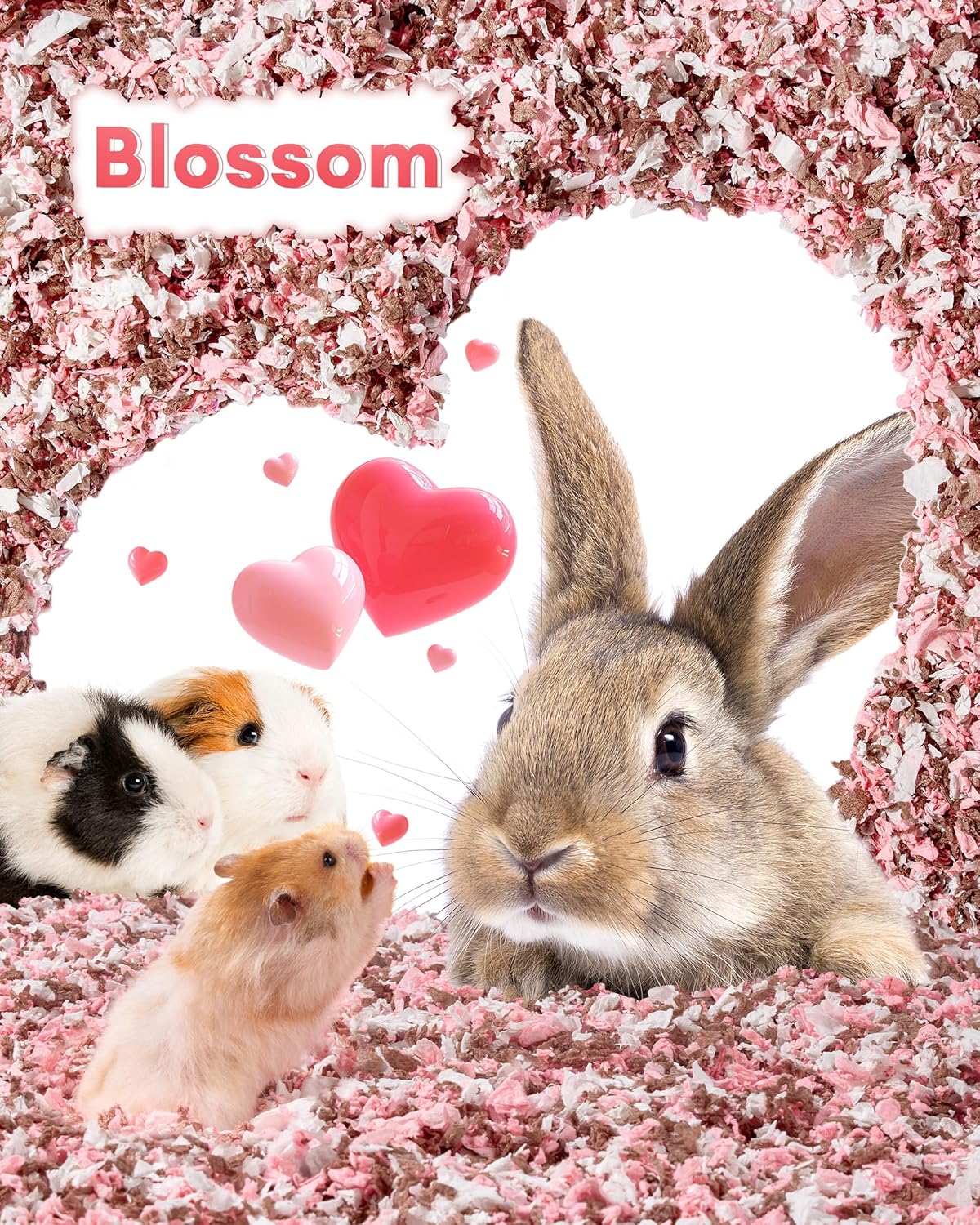 BUCATSTATE Hamster Bedding 70L, 99% Dust-Free Guinea Pig Paper Bedding Odor Control Paper Bedding, Cozy Small Animal Bedding for Rabbit Rat Syrian Dwarf Hamsters Gerbils (Blossom)