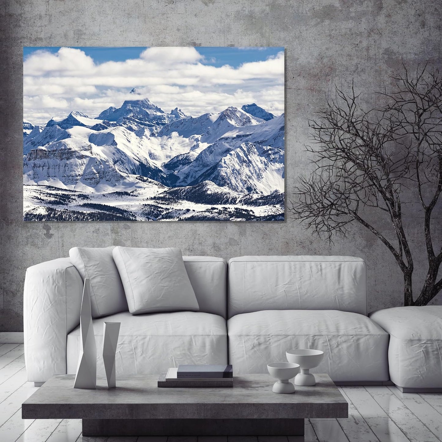 Nature Wall Art Prints - Ocean Forest Mountain Lake Canvas Landscapes - Small to Extra Large Living Room Bedroom Kitchen Bathroom Décor (Snowy Mountains Landscape, 28L" x 41W")