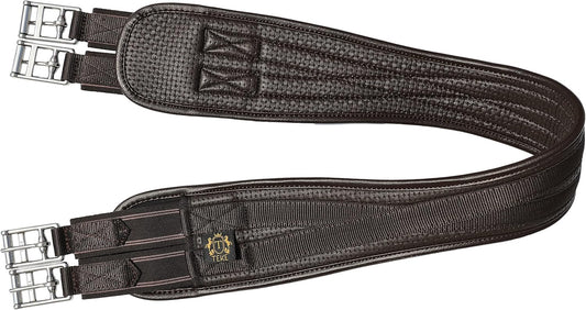 T TEKE Contoured Chafeless Girth for Horses, Airflow Waffle PVC Foam Construction with Double Side Heavy Duty Cotton Elastic and Stainless Steel Buckles (38"-56")