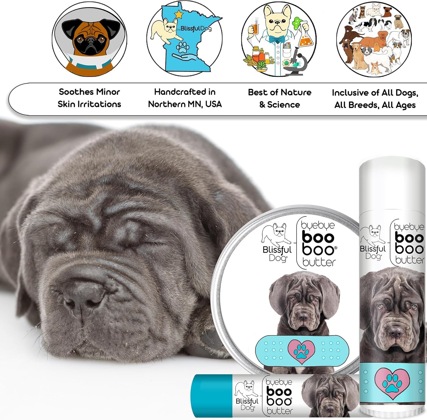 The Blissful Dog 2 oz TIN Neapolitan Mastiff Booboo Butter