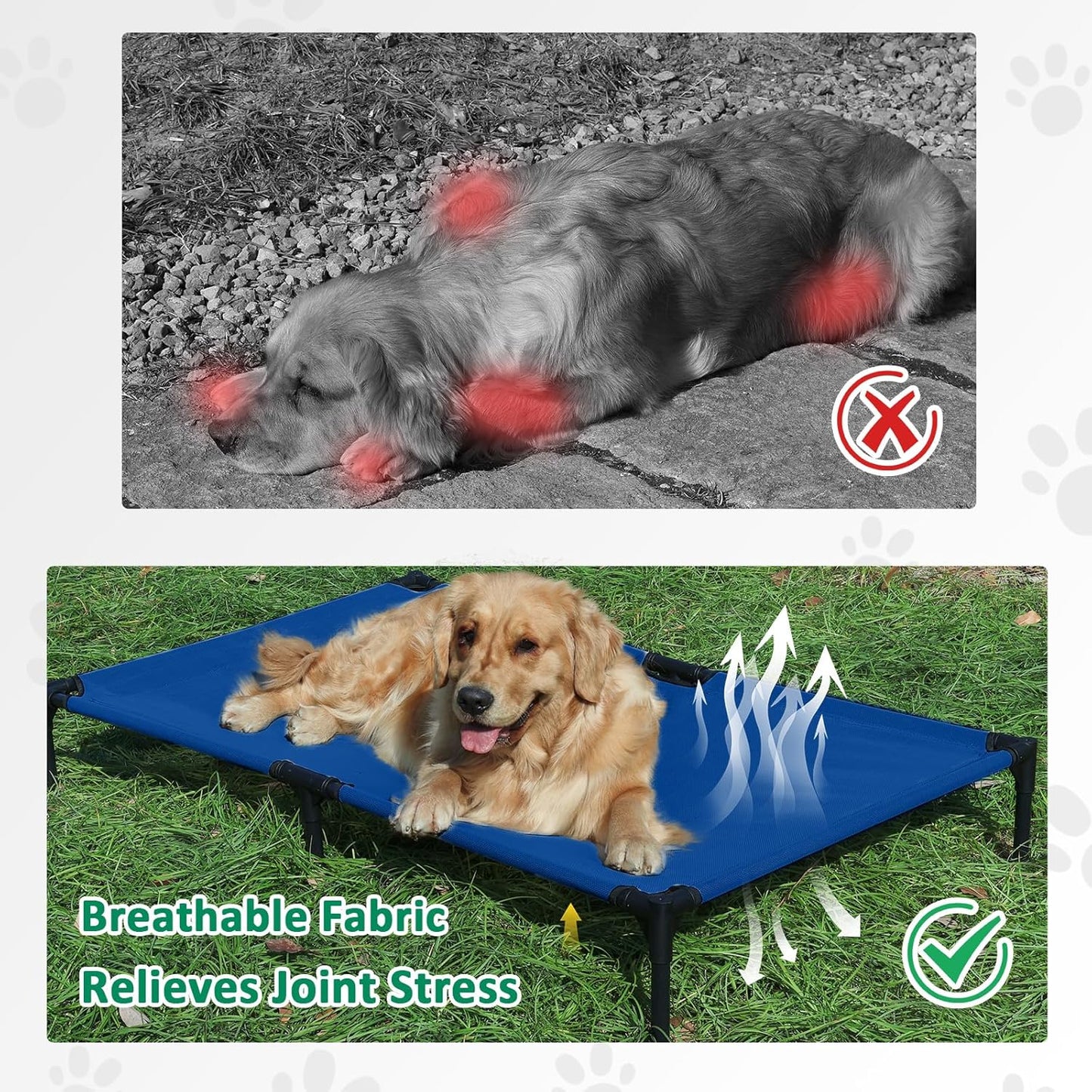 Elevated Dog Bed XL, XLarge Raised Outdoor Dogs beds, Breathable Mesh and Anti-Slip Feet, Lifted Pet Cot Off Ground, Cooling Dog Hammock Indoor (XL, Blue)