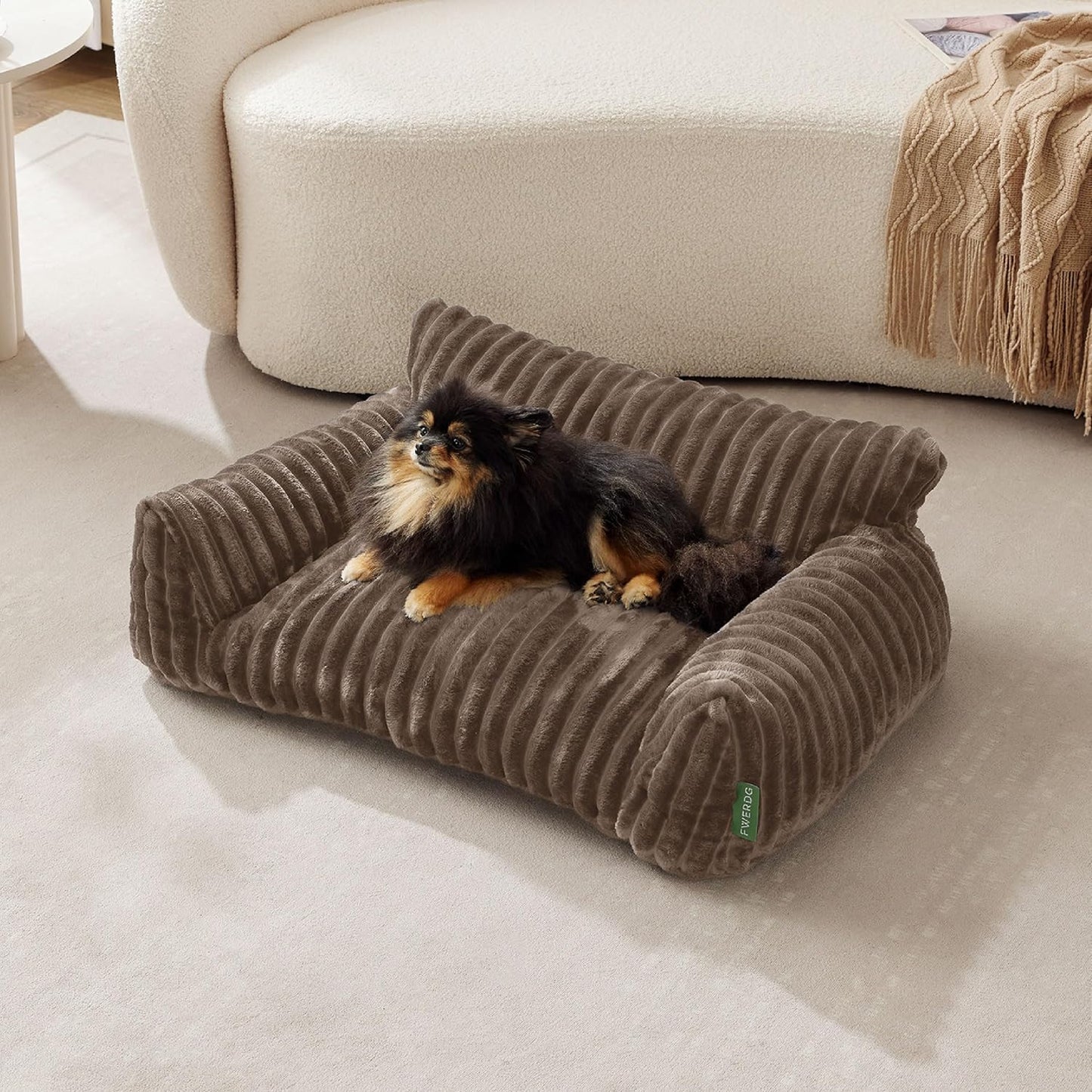 Cute Couch Bed for Pets, Supportive Cat Sofa for Indoor Cats, Medium Dog Sofa Bed for Medium Dogs, Brown, 30 inches