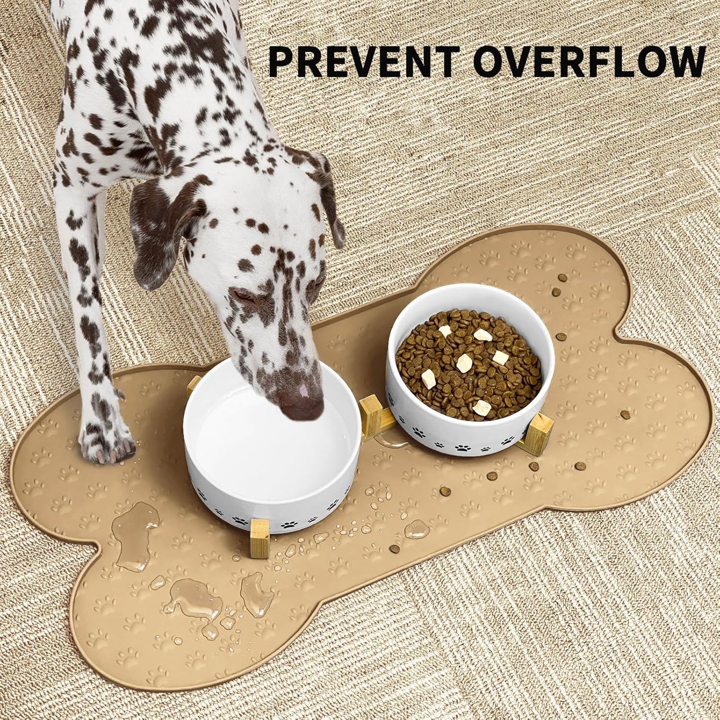 Dog Food Mat Anti-Slip Silicone Dog Bowl Mat Thicker Pet Placemat Waterproof Cat Feeder Pad with Raised Edge Puppy Kitten Feeding Mats Suitable Small Medium-Sized Dogs Cats Eating Tray