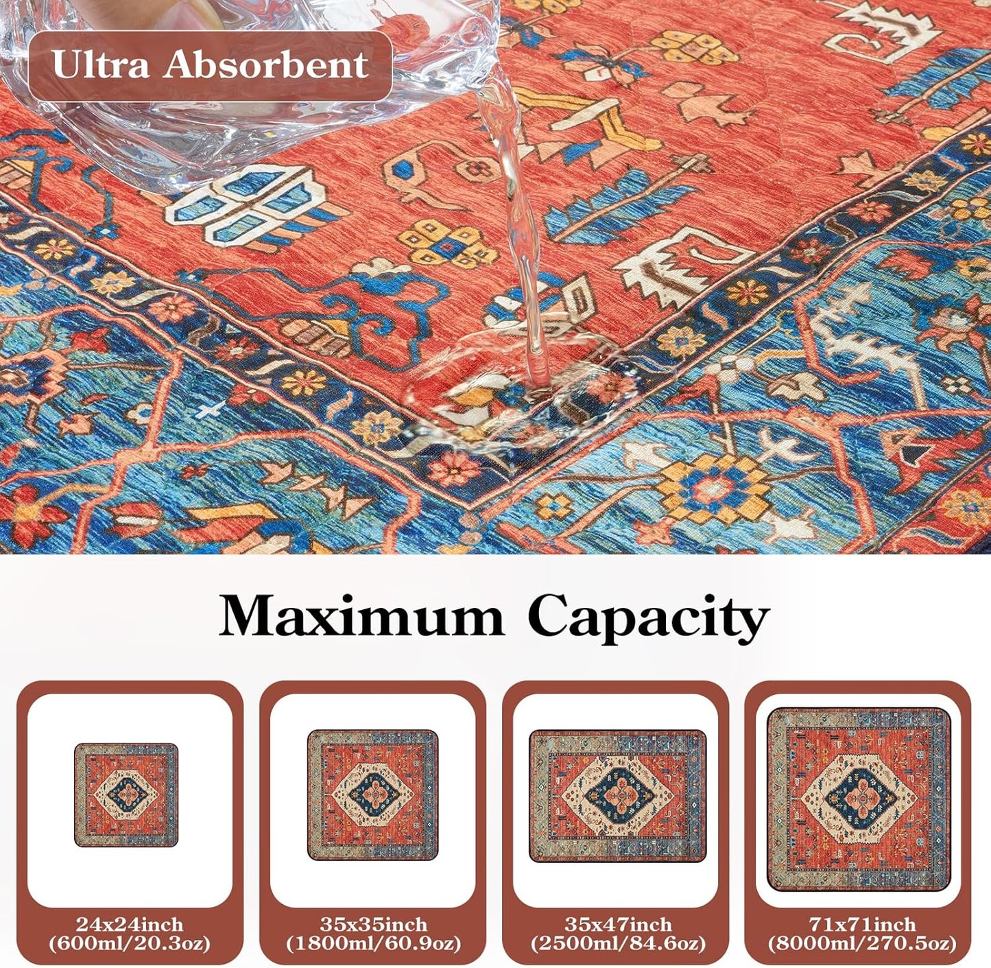 HAOCOO Washable Pee Pads for Dogs, Super Absorbent Reusable Puppy Training Pads, (2 Pack) 2Ft x 2Ft Dark Red Waterproof Leak-Proof and Non-Slip Whelping Pads Potty Pads for Pet Housebreaking