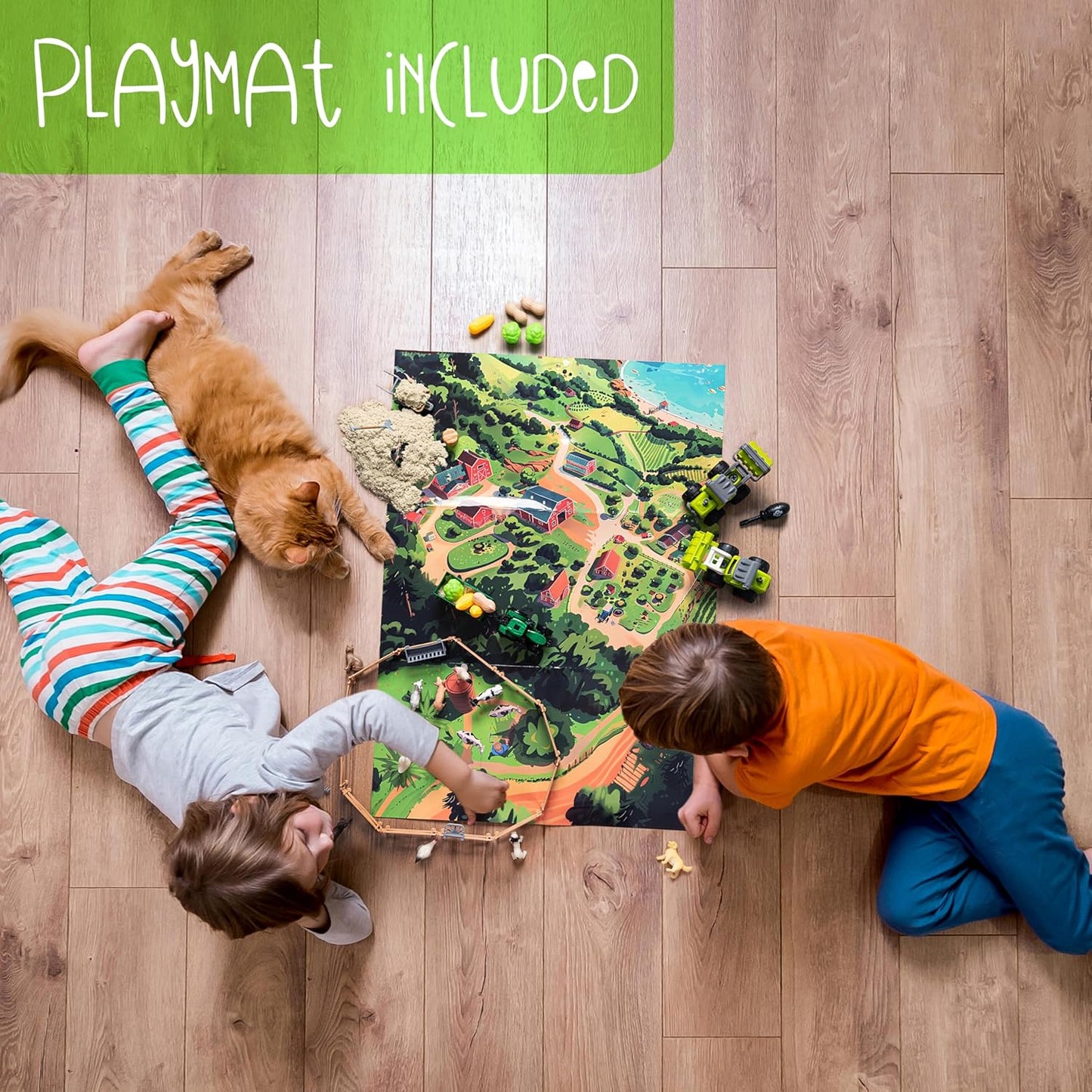 59 PCS Farm Sensory Bin Sandbox with Lid, 2.2 LB Sensory Sand, 40 Toddler Farm Toys, 3 Take Apart Construction Trucks -Sensory Toys for Kids 5-7, 3-4 & Up- Kids Gifts for Boys and Girls