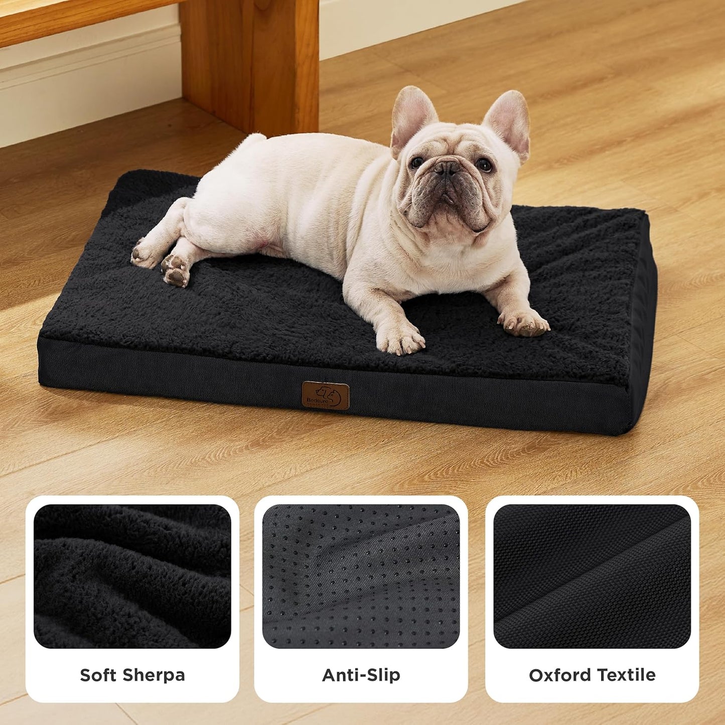 Bedsure Dog Bed Medium Size Dog - Orthopedic Waterproof Puppy Beds with Removable Washable Cover, Egg Crate Foam Pet Mat, Suitable for Pet Up to 35 lbs