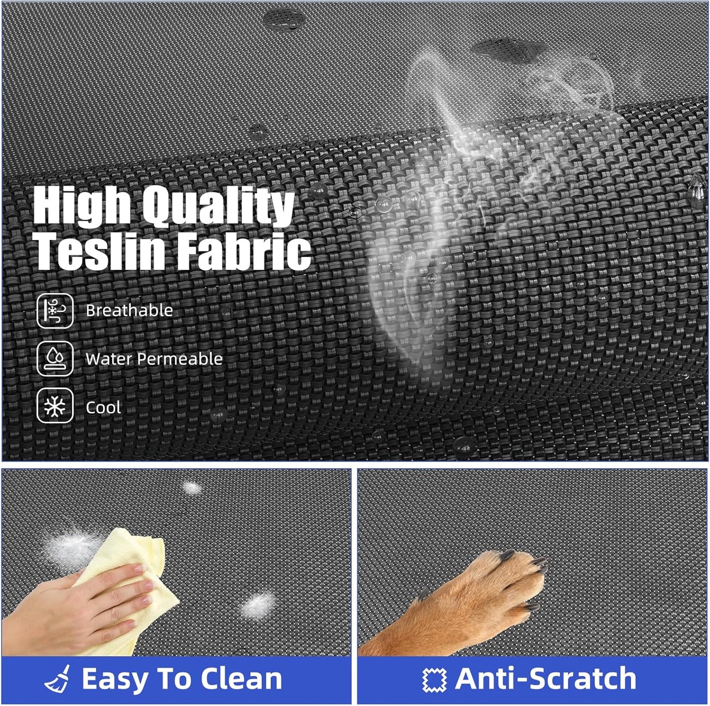 Simple Trending Raised Dog Bed for Large Dogs, Cooling Elevated Dog Bed, Breathable Pet Cot Bed, 42" x 31", Black