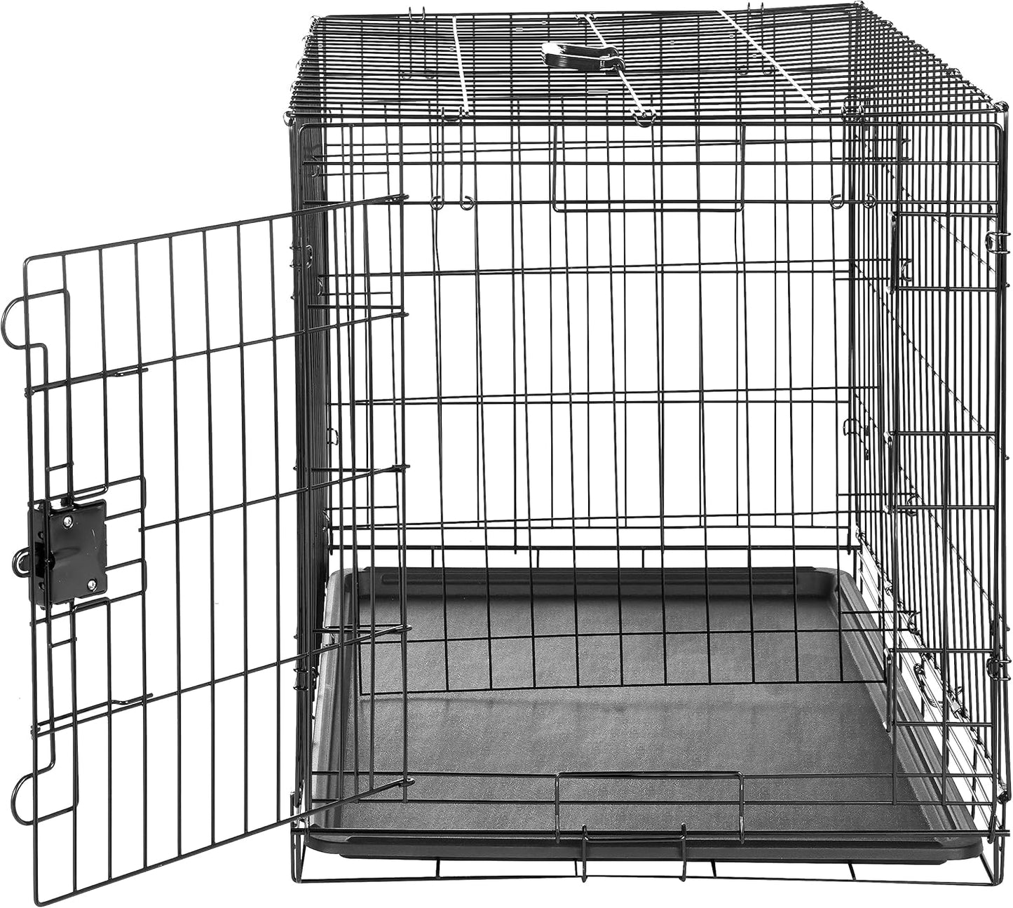 Amazon Basics Durable, Foldable, Collapsible, Portable Metal Wire Dog Crate with Tray, Single Door with Divider Panel, Easy to Assemble & Clean, 36 x 23 x 25 in, Black