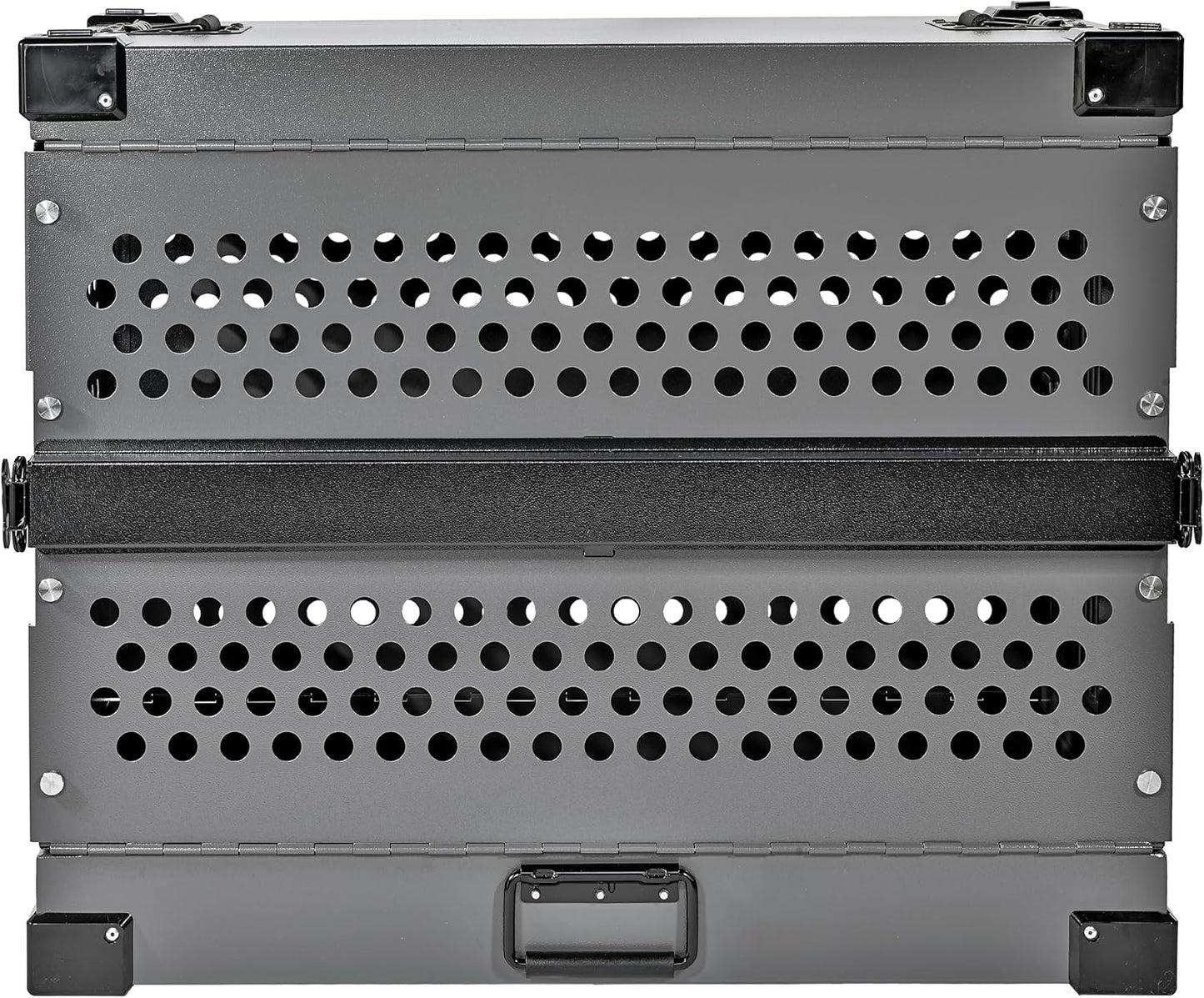 Heavy Duty Fully Collapsible Powder-Coated Aluminum Dog Crate - Small (Gray)