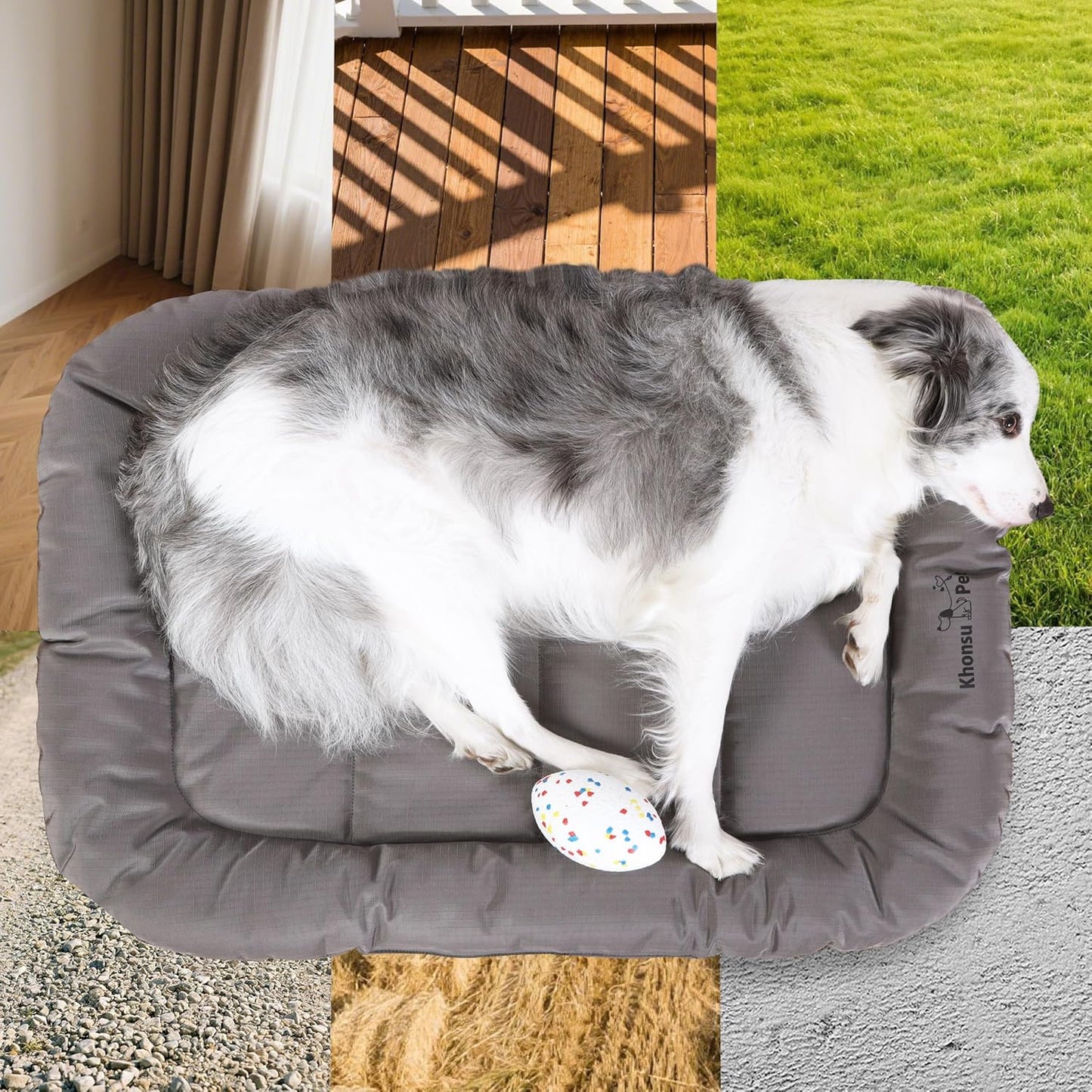 KHONSU PET Durable Dog Bed Tough and Tear Proof Dog Crate Bed, 800lbs Tear Strength PVC-Backed Waterproof Ped Bed Mat Indoor & Outdoor Use for Dogs up to 110 lbs