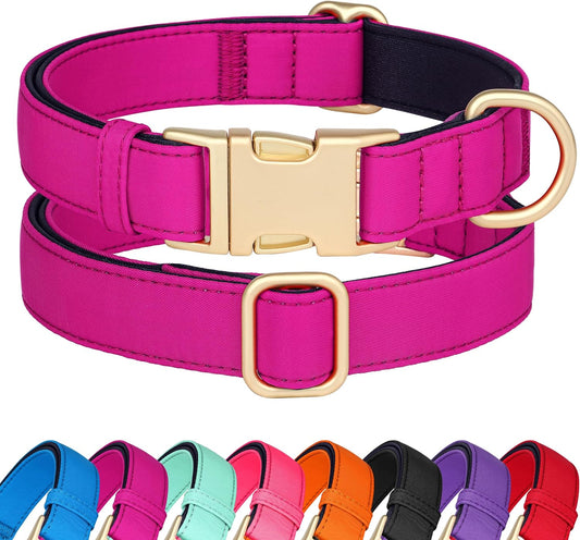 Didog Soft Padded Dog Collar for Large Dogs, Colorful and Durable Pet Collar with Quick Release Buckle, Light and Breathable for Daily Walking, Rose Purple, L