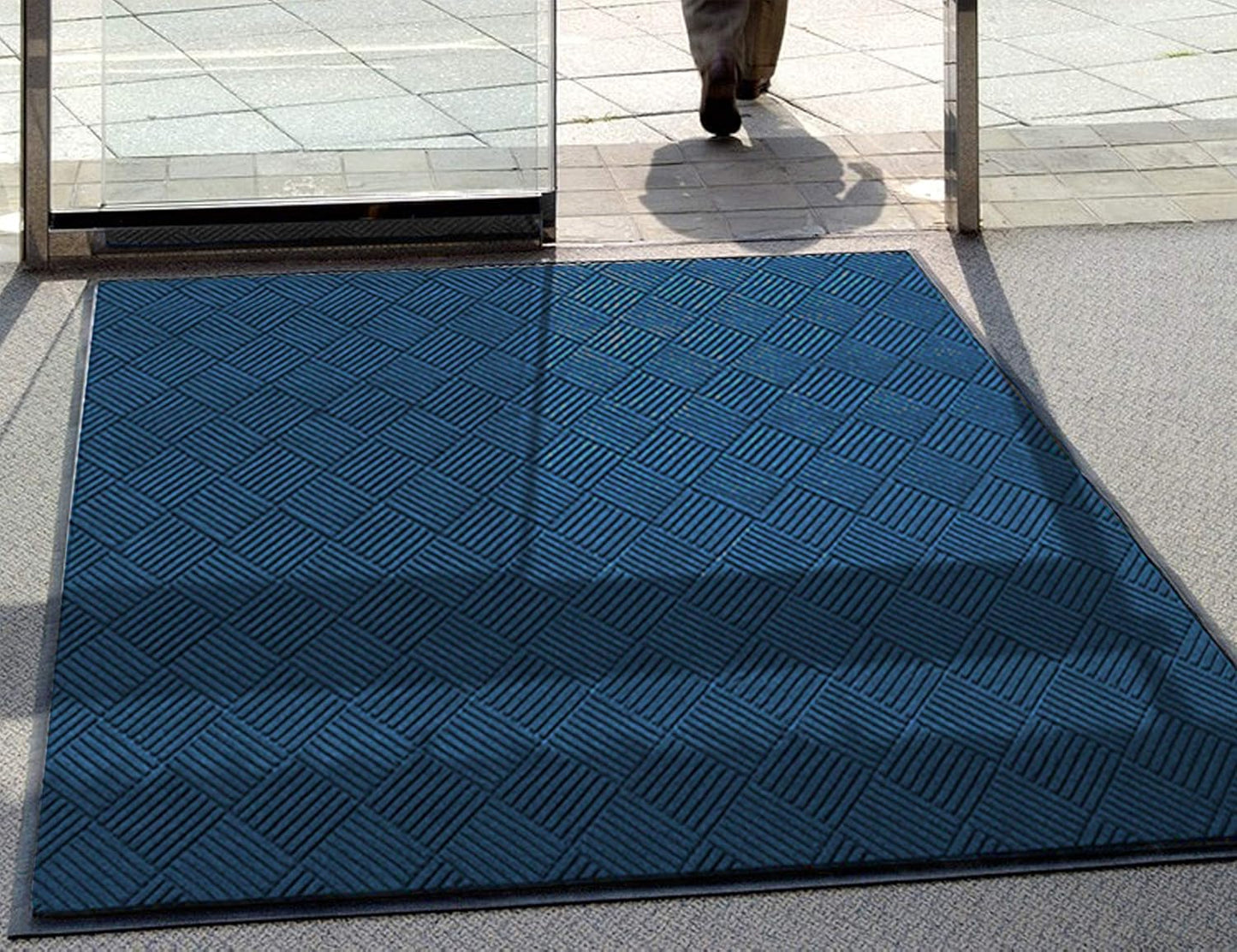 WaterHog Diamond | Commercial-Grade Entrance Mat with Rubber Border – Indoor/Outdoor, Quick Drying, Stain Resistant Door Mat (Navy, 4' x 6')