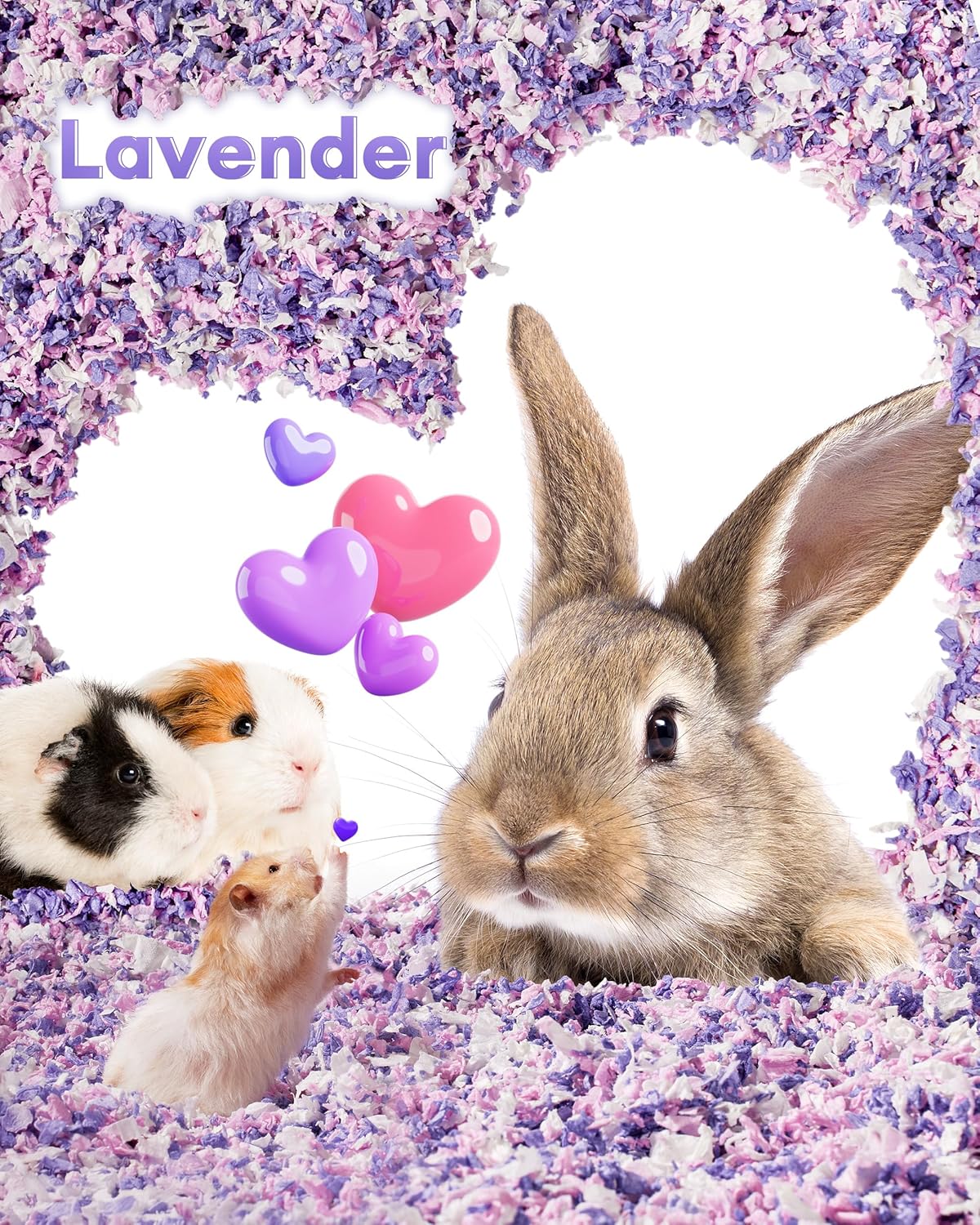 BUCATSTATE Hamster Bedding 15L, 99% Dust-Free Guinea Pig Paper Bedding Odor Control Paper Bedding, Cozy Small Animal Bedding for Rabbit Rat Syrian Dwarf Hamsters Gerbils (Lavender)