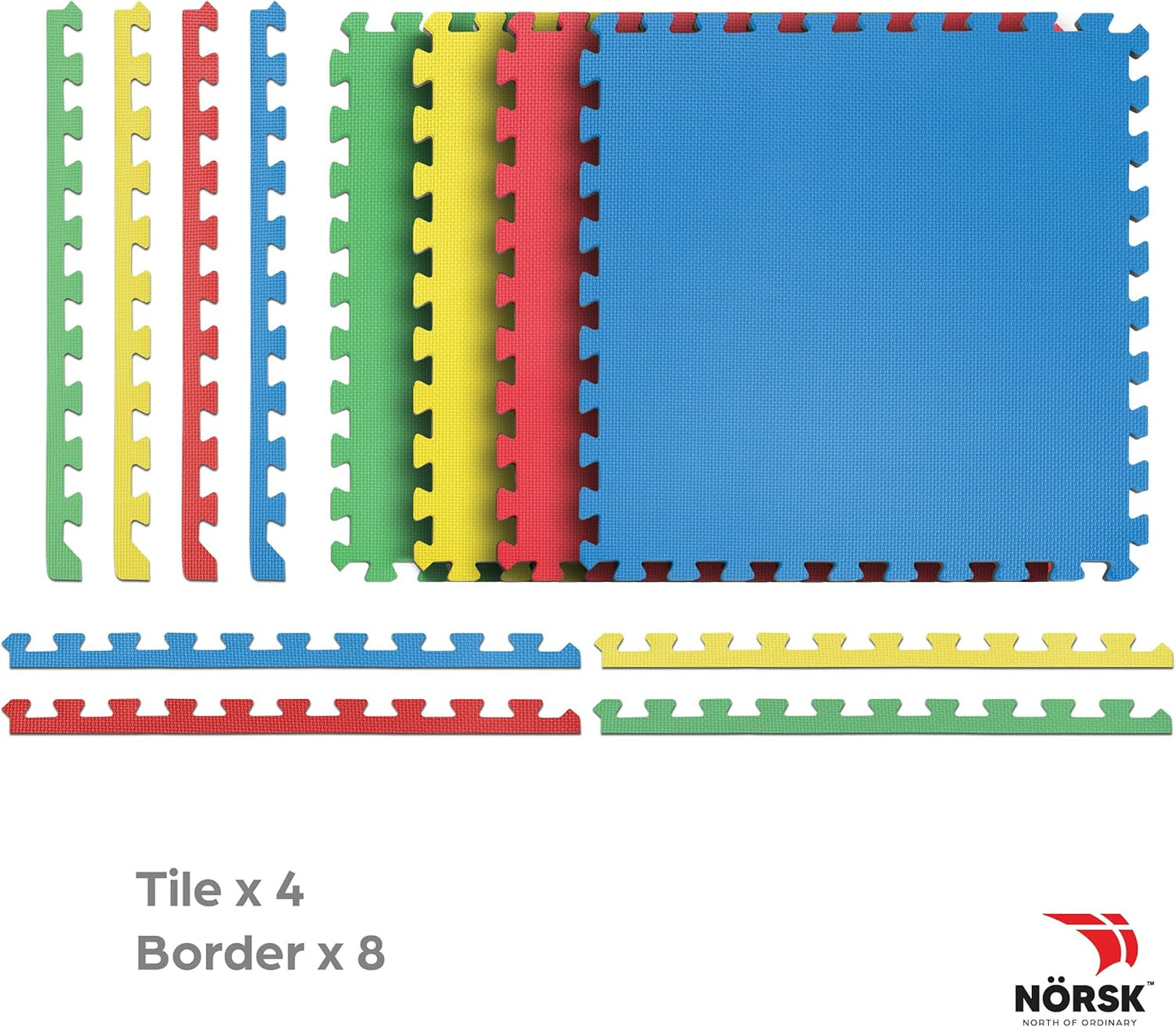 Norsk Reversible Kids Puzzle Play Mats 1/2" Thick EVA Interlocking Foam Tiles (Multicolor/Black 36 Tiles - 144 sq. Ft. 1/2" Thick)