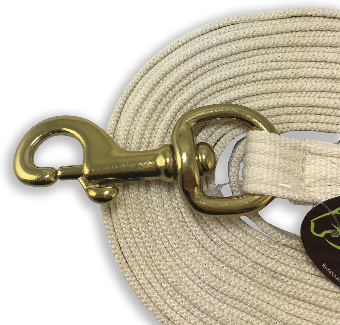 Southwestern Equine Lunge Line for Horses Cotton Horse Lunge Line with Bolt Snap & Rubber Stop (White, 24')