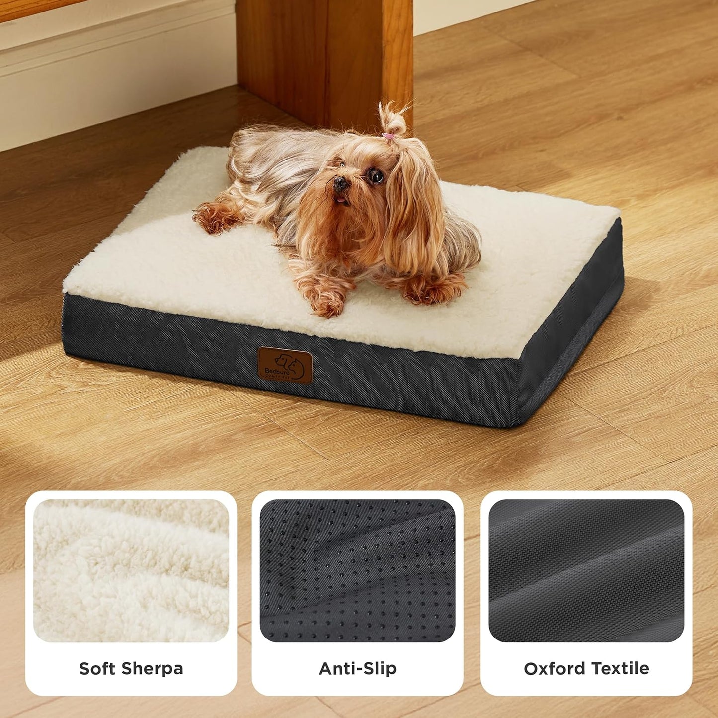 Bedsure Dog Bed for Small Dogs - XS Orthopedic Flat Puppy Beds with Removable Washable Cover, Egg Crate Foam Pet Mat, Suitable for Pet or Cats Up to 15 lbs