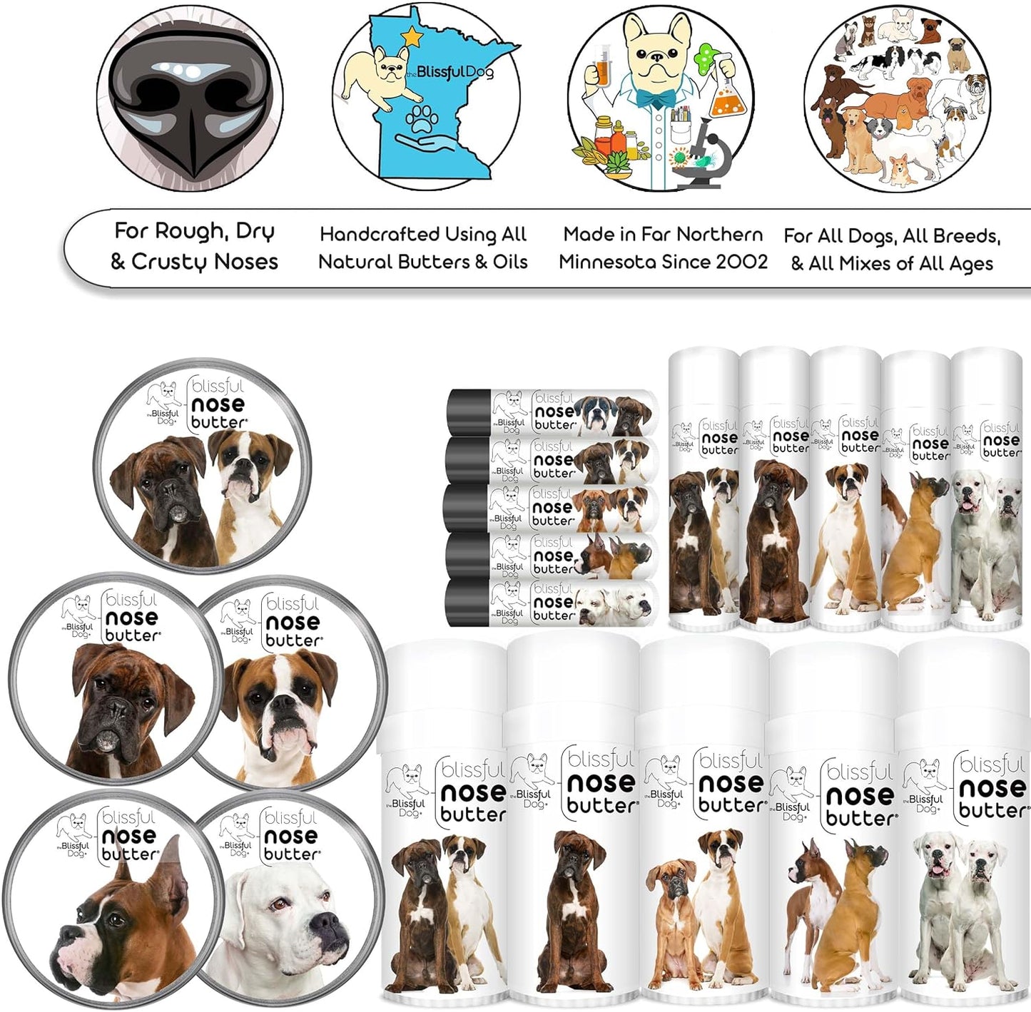 The Blissful Dog White Boxer Unscented Nose Butter - Dog Nose Butter, 16 Ounce