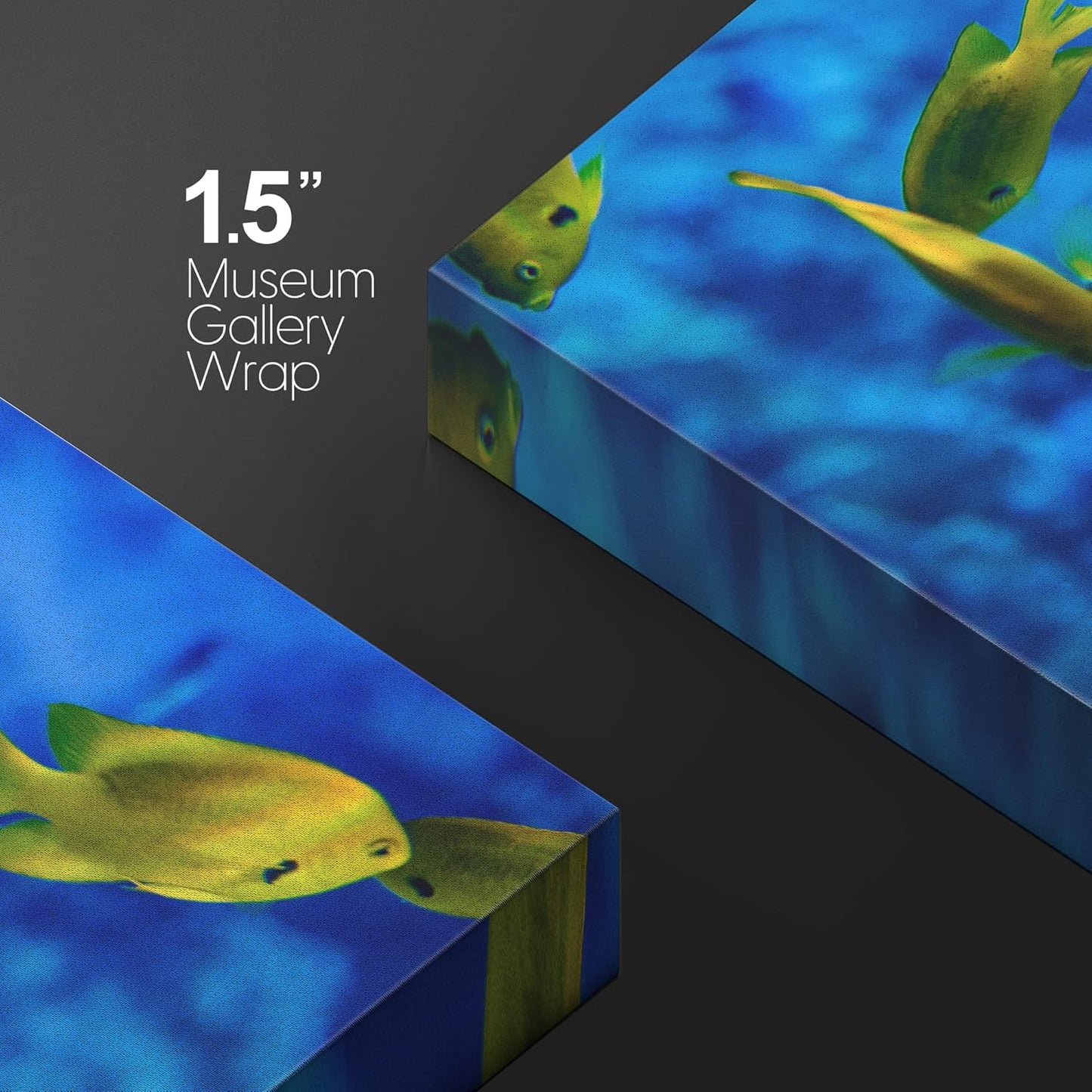 wall26 Canvas Print Wall Art Striped Yellow Tropical Fish Coral Reef Sea Nature Animals Photography Realism Rustic Scenic Landscape Wilderness Colorful for Living Room, Bedroom, Office - 24"x36"