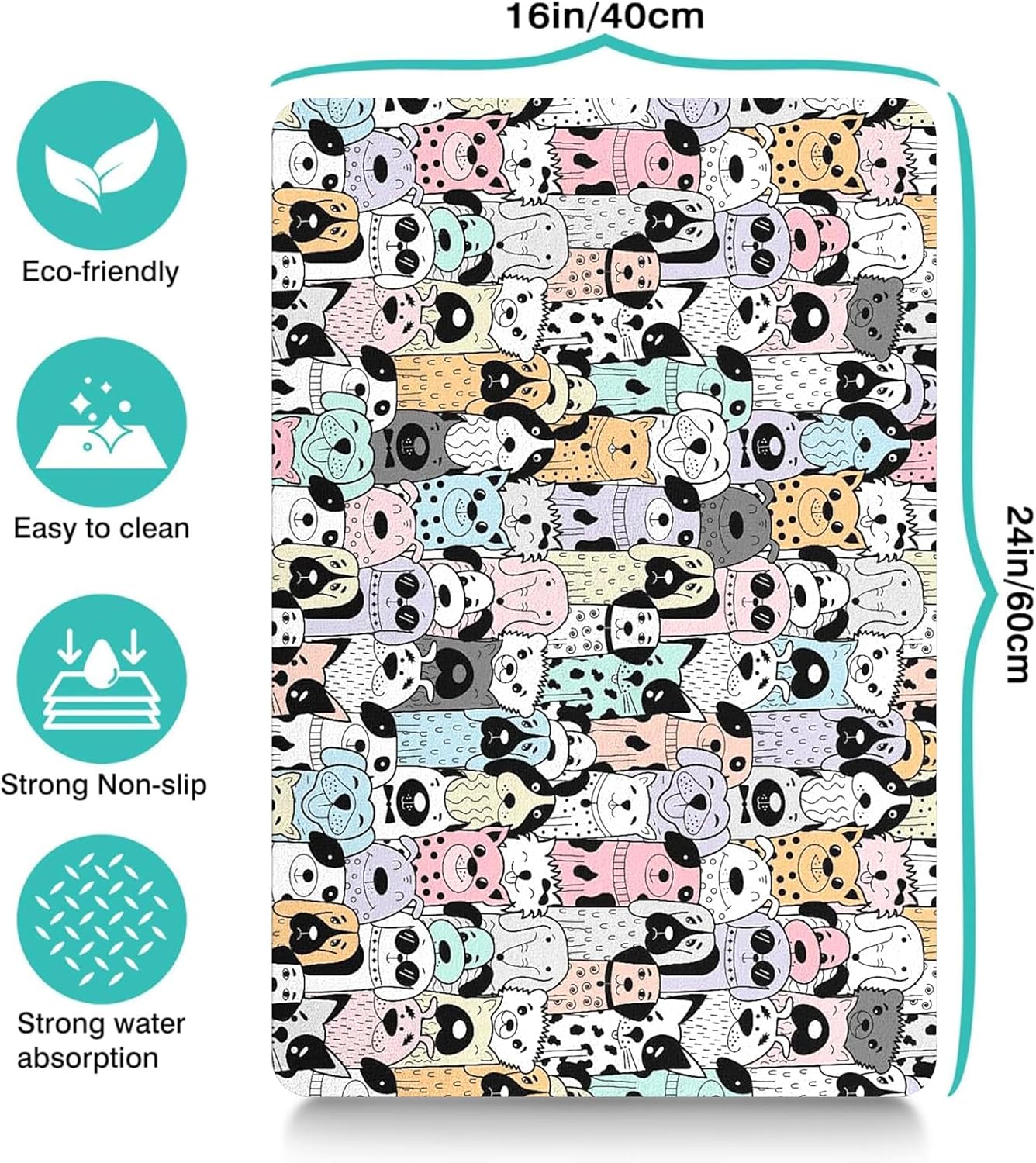 Pet Feeding Mat for Floors Waterproof Dog Mat for Food and Water Absorbent Quick Dry Non Slip mat for Cat Bowls