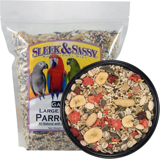 SLEEK & SASSY Garden Large Hookbill Parrot Food for Large Conures, Amazons, African Greys, Cockatoos, Pionus-Parrots & Small Macaws (4 lbs.)
