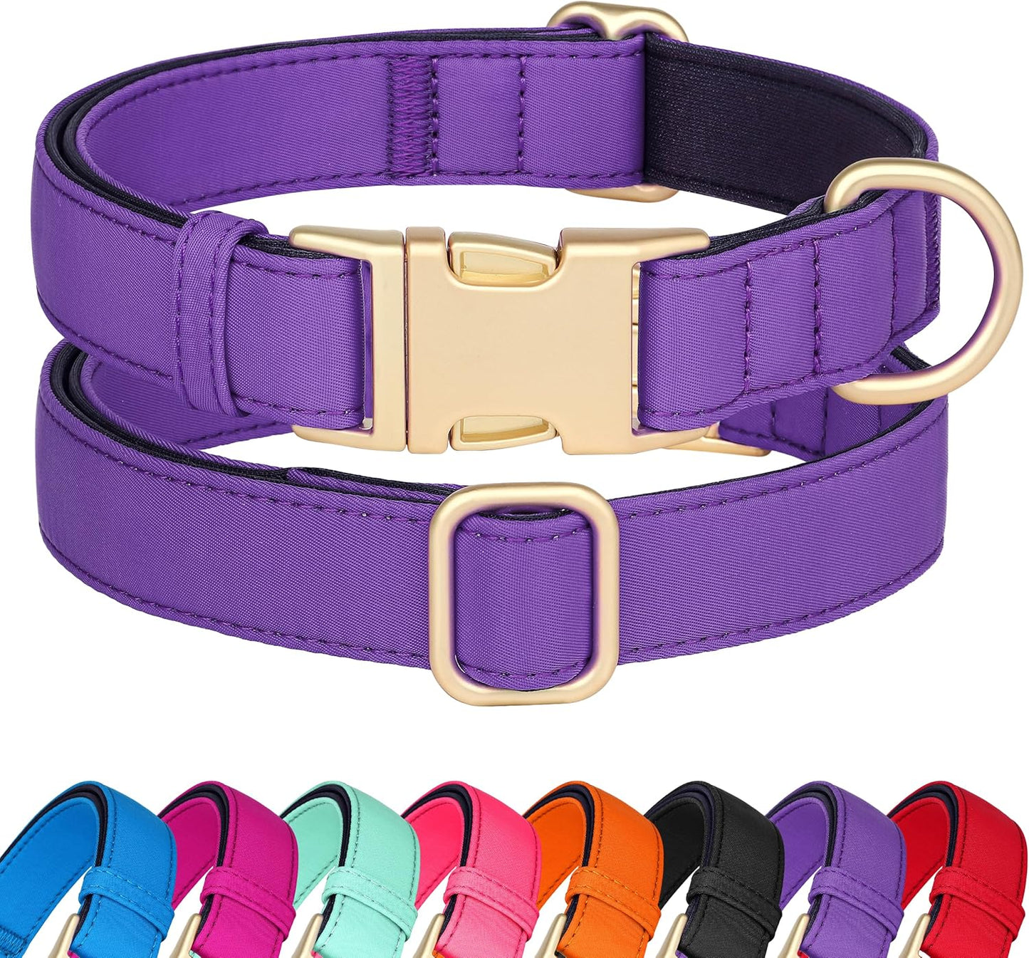 Didog Soft Padded Dog Collars for Small Dogs, Colorful and Durable Dog Collar with Quick Release Buckle, Light and Breathable for Daily Walking, Purple, S