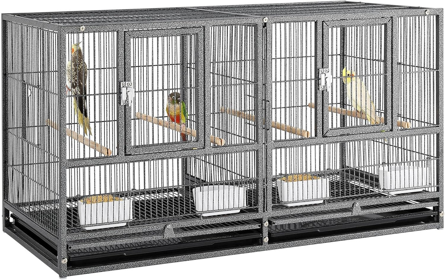 Yaheetech Stackable Bird Cage Divided Breeder Breeding Parakeet Bird Cage for Canaries Cockatiels Lovebirds Finches Budgies Small Parrots, Black