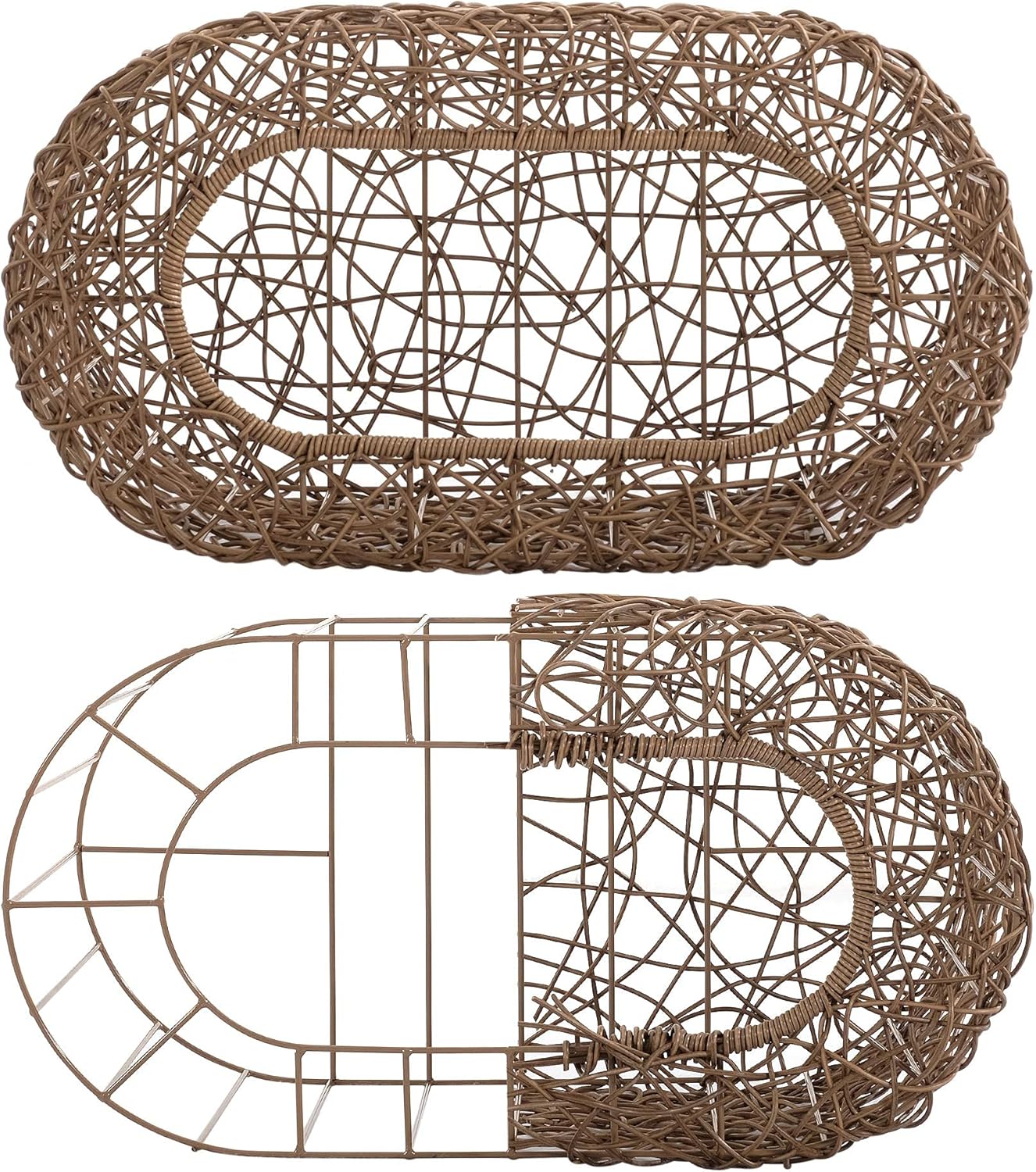 Fun Stackable Cat Condo for Indoor Cats - Interactive Play Faux Rattan Cat House for Indoor Cats Kitty, Pet Friendly Top/Side House Entry, Cat Bed Enclosed