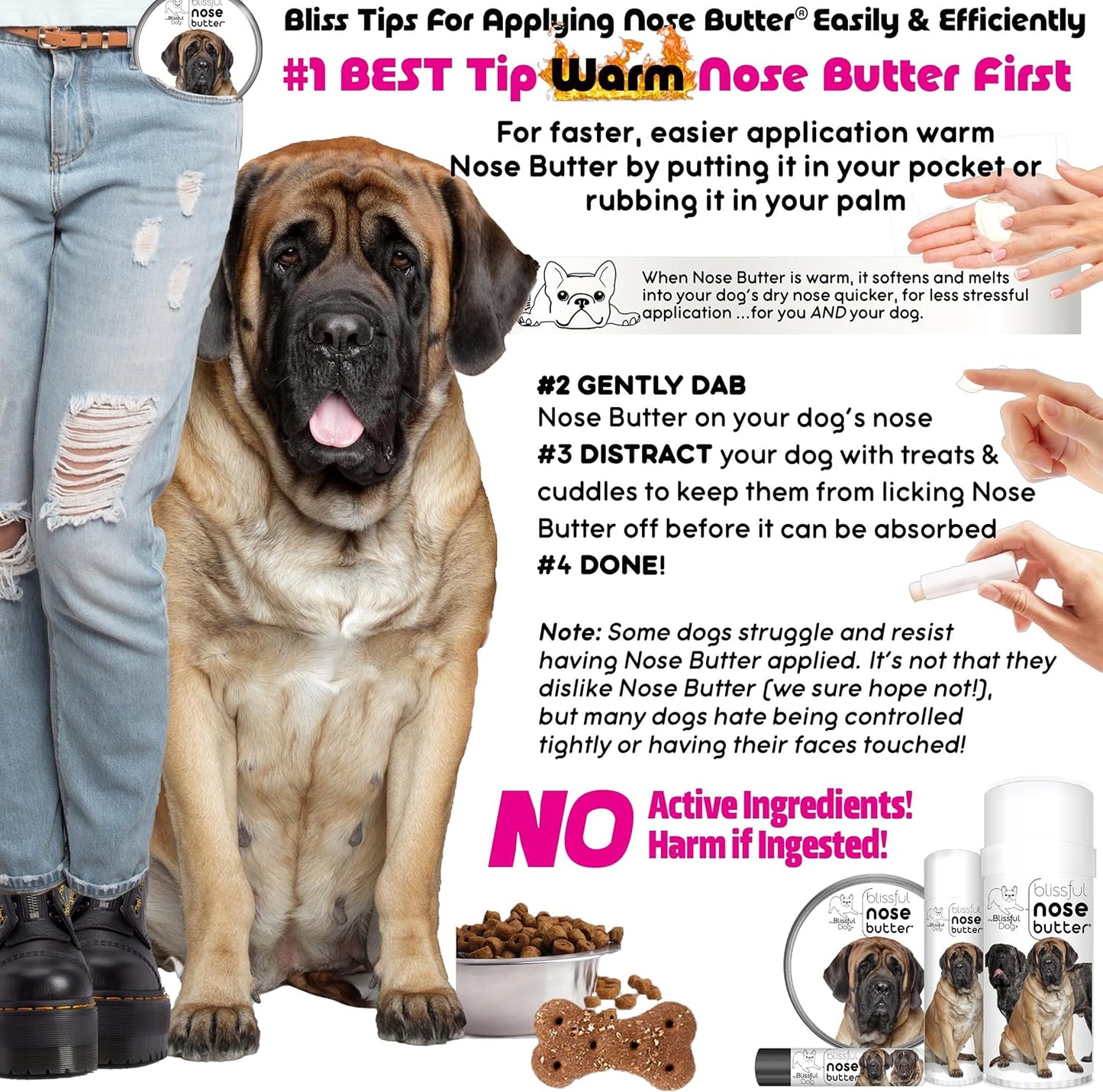 The Blissful Dog Mastiff Unscented Nose Butter - Dog Nose Butter, 2 Ounce