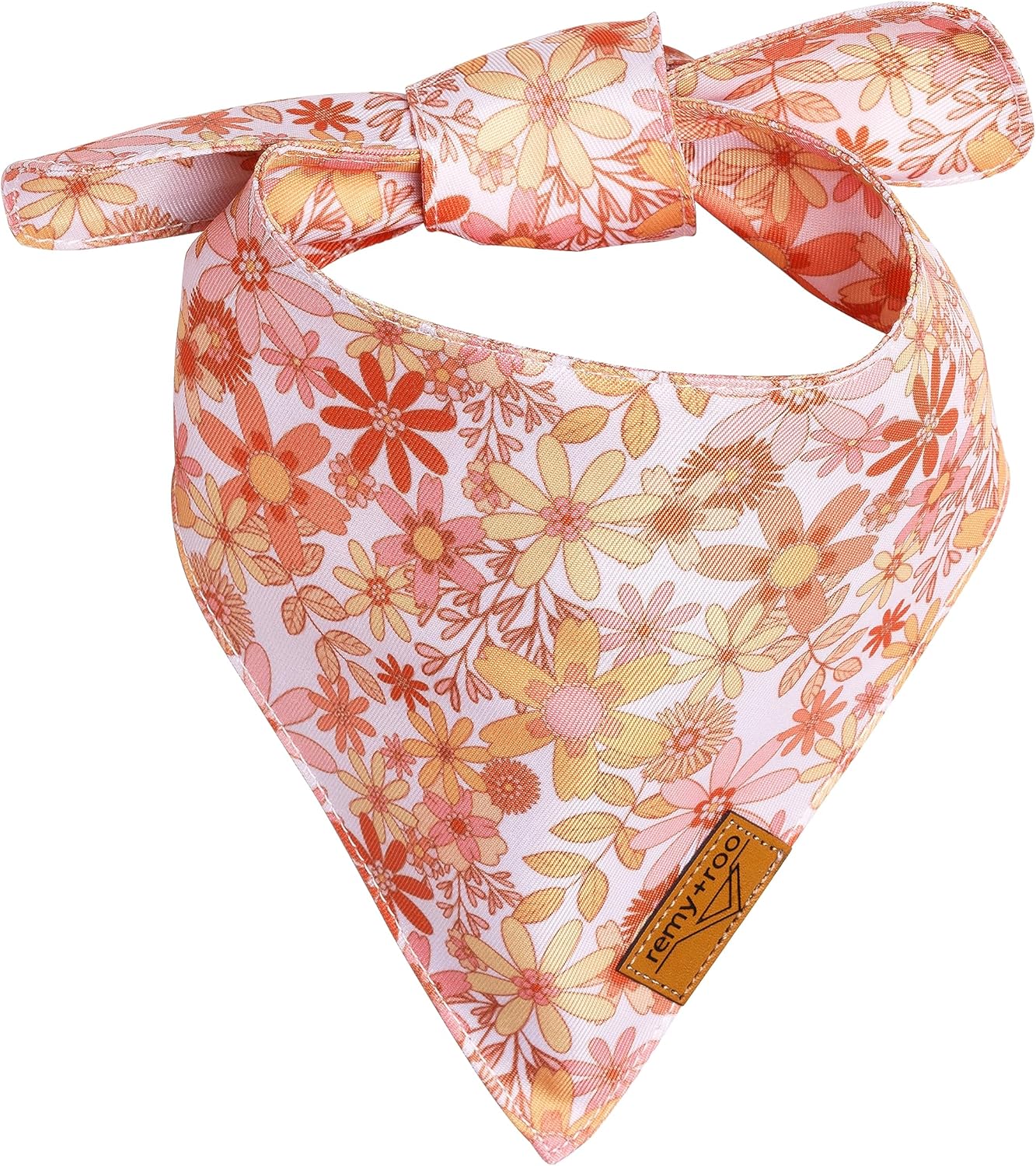 Remy+Roo Small Spring Dog Bandanas - 4 Pack Daisy Set | Premium Durable Adjustable Polyester Fabric | Patented Shape Girl Dog Bandana, Floral Dog Bandana