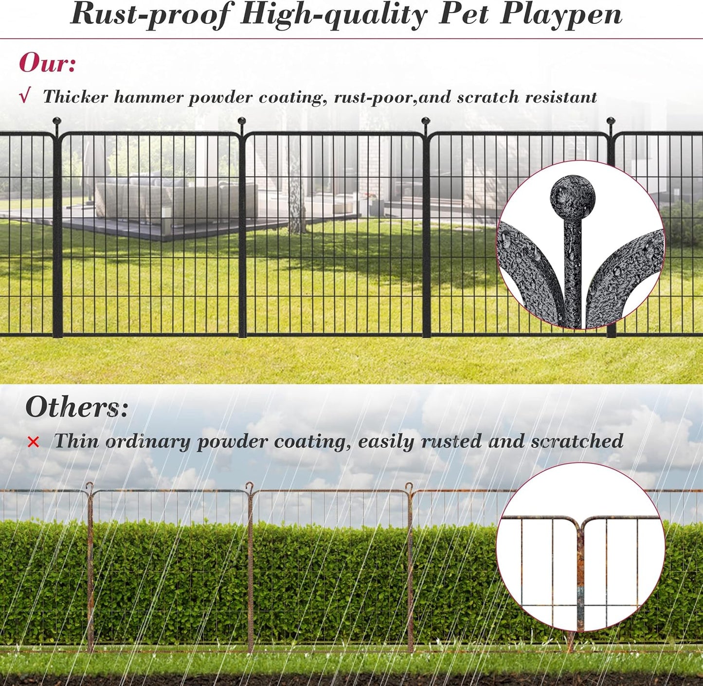 Dog Playpen 32 inch 16 Panels Indoor Outdoor Dog Pen for Medium/Small Dogs Heavy Duty Metal Dog Fence Outdoor for Yard, Puppy Playpen with Door Portable Pet Fence for RV Camping Yard