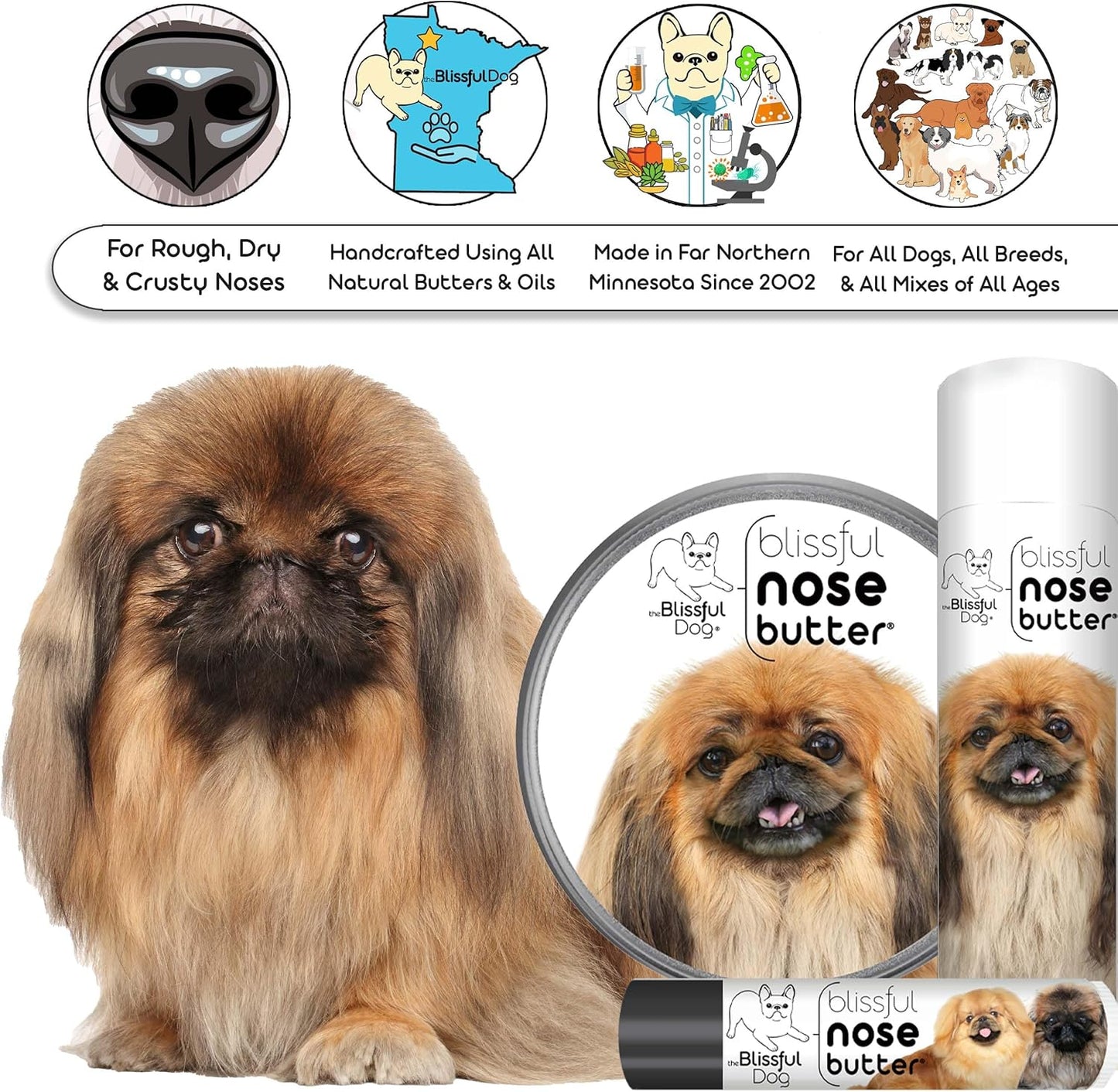The Blissful Dog Pekingese Unscented Nose Butter - Dog Nose Butter, 2 Ounce