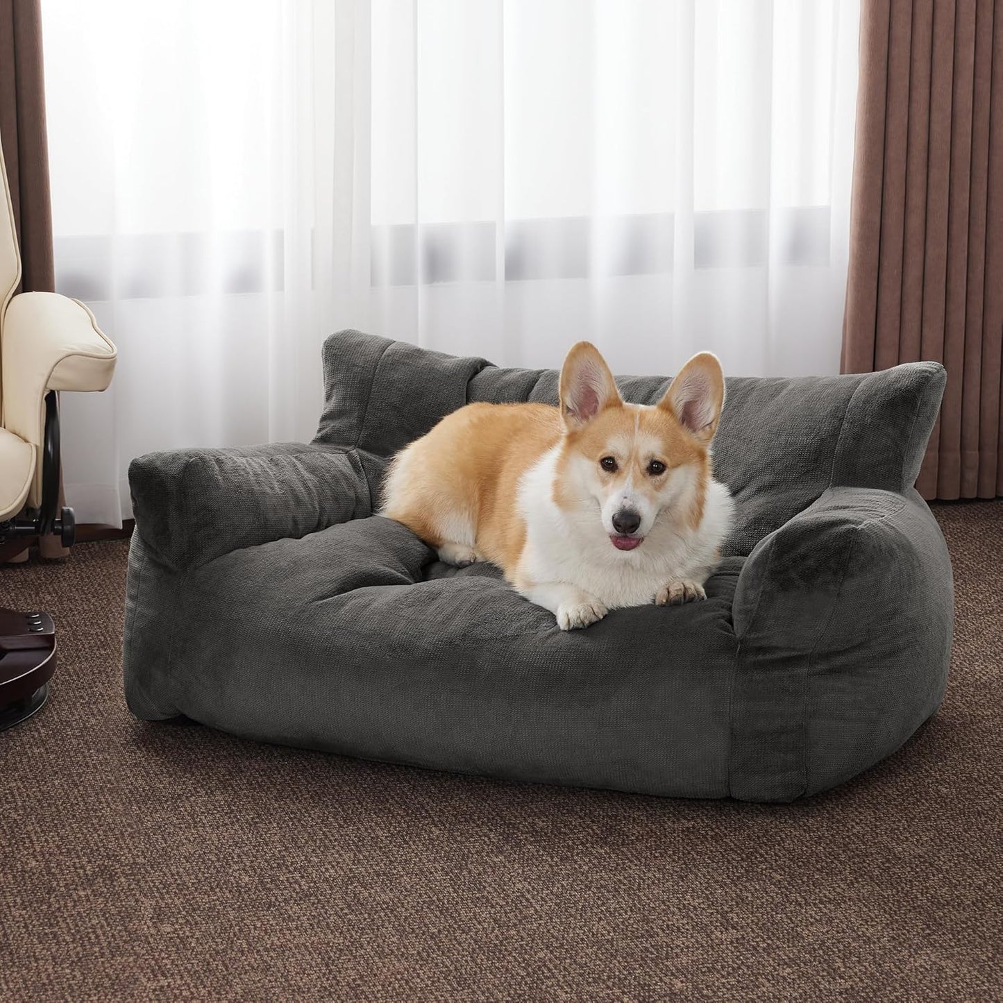 Lovupet Dog Couch for Small Medium Breed, Dog Sofa Bed Full Filled Sponge, No Assembly Need, PS581 (Neutral Grey)