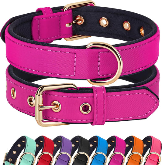 Didog Soft Padded Dog Collars for Small Dogs, Lightweight and Breathable Dog Collar with Metal Buckle for Puppy, Rose Purple, S