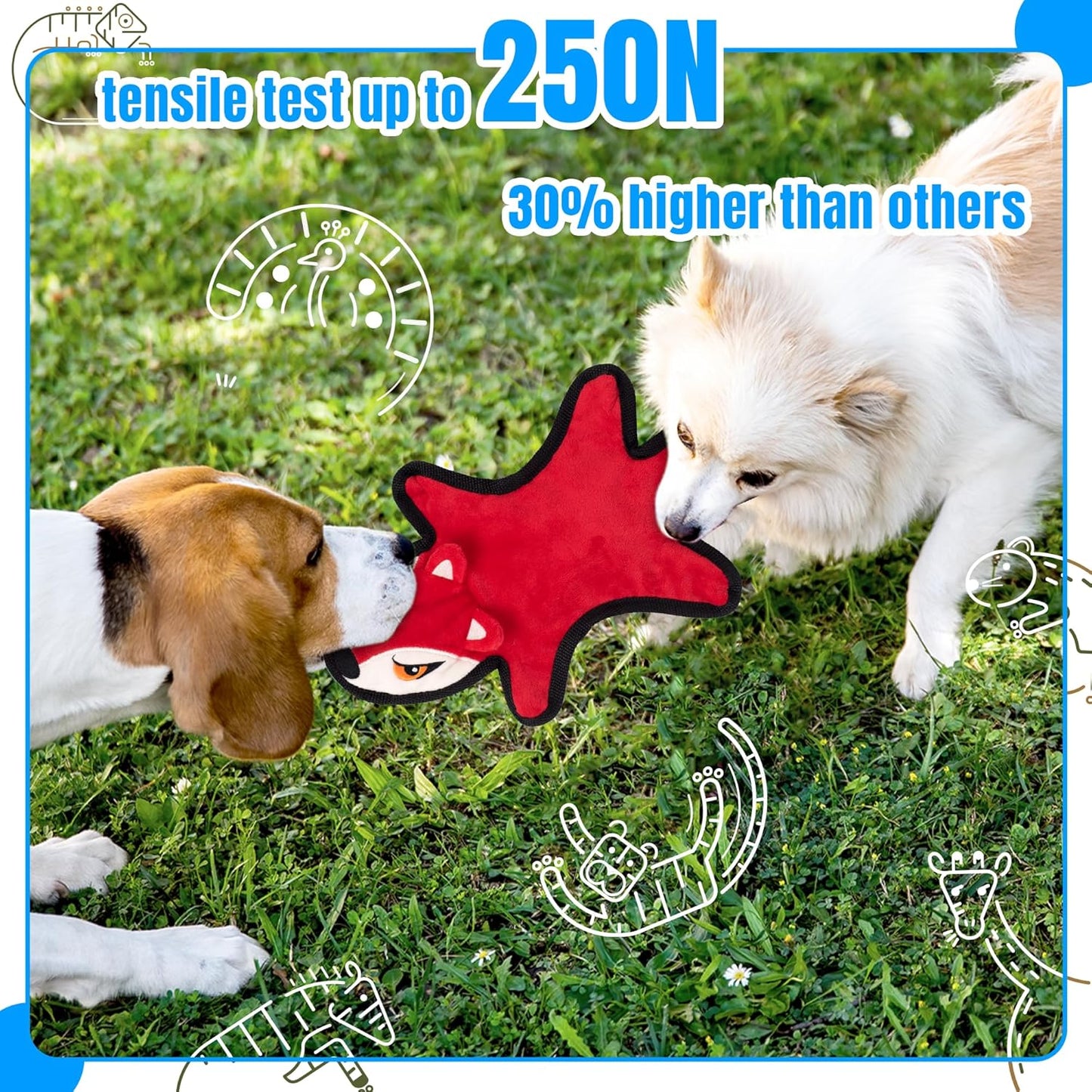 No Stuffing Dog Squeaky Toys, Glowing Eyes Crinkle Plush Puppy Toys for Teething Chewing, 5pcs Flat Tough Dog Toys Set for Large Medium Small Dogs to Keep Them Busy